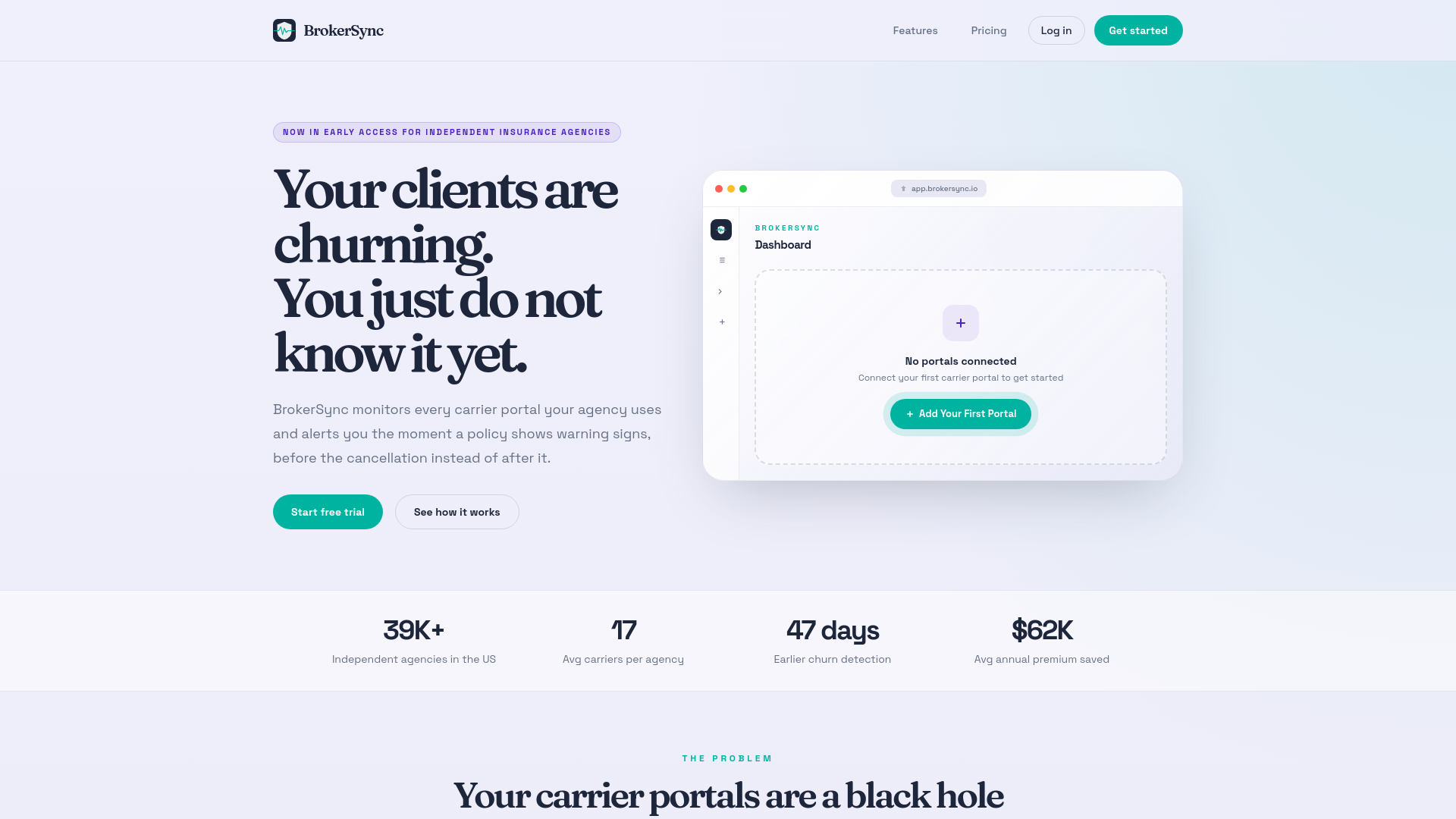 website screenshot of https://brokersync.ai/