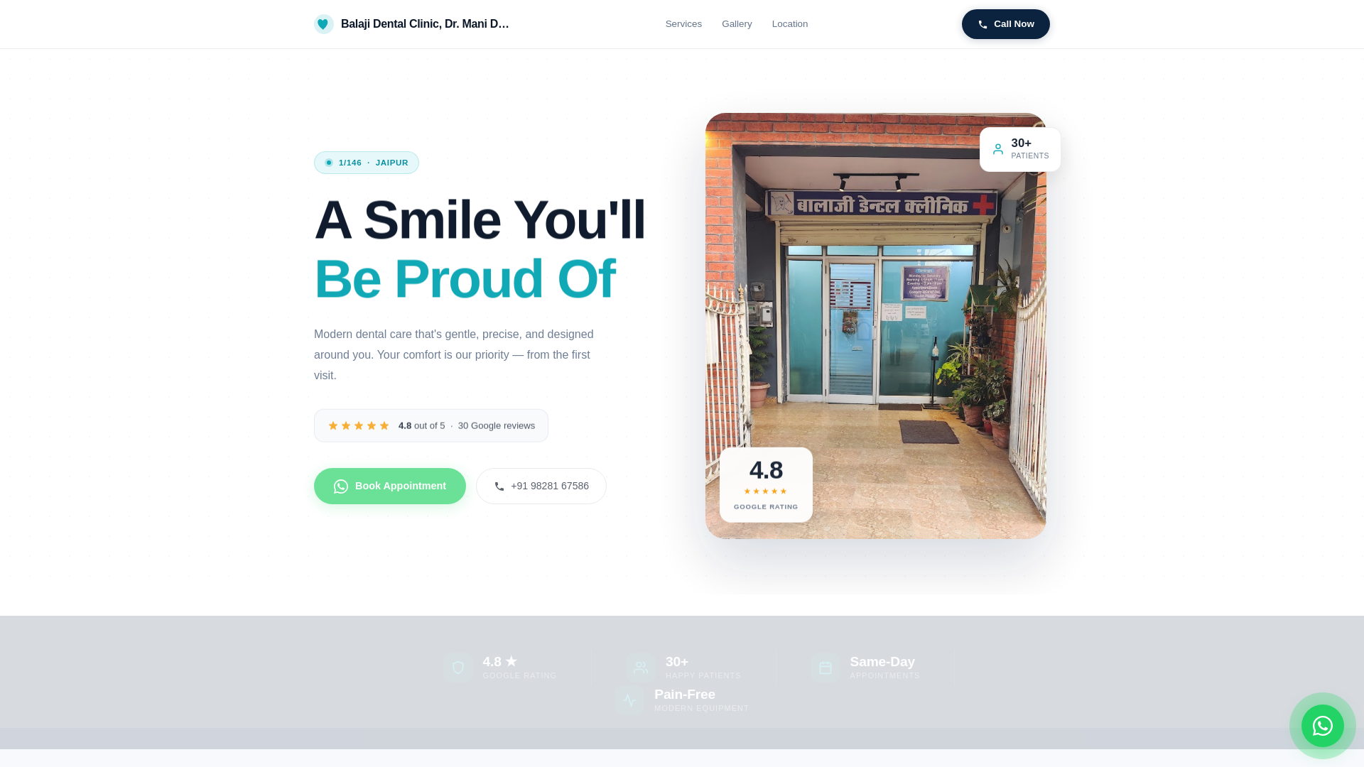 website screenshot of https://balaji-dental-clinic-dr-mani-dubey-jaipur.pages.dev/