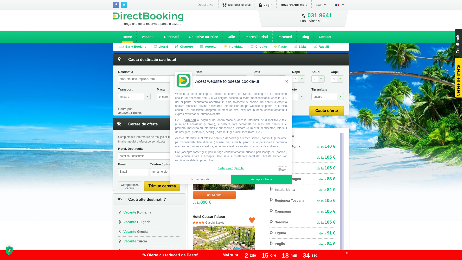 website screenshot of https://vacanteitalia.ro