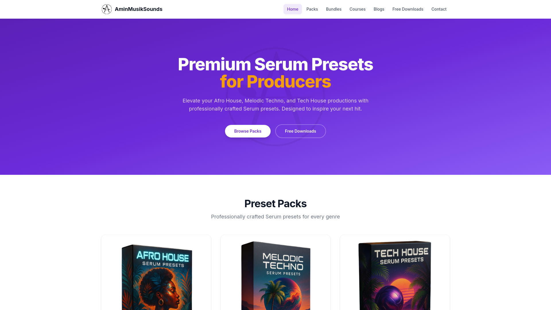 website screenshot of https://aminmusiksounds.pages.dev/