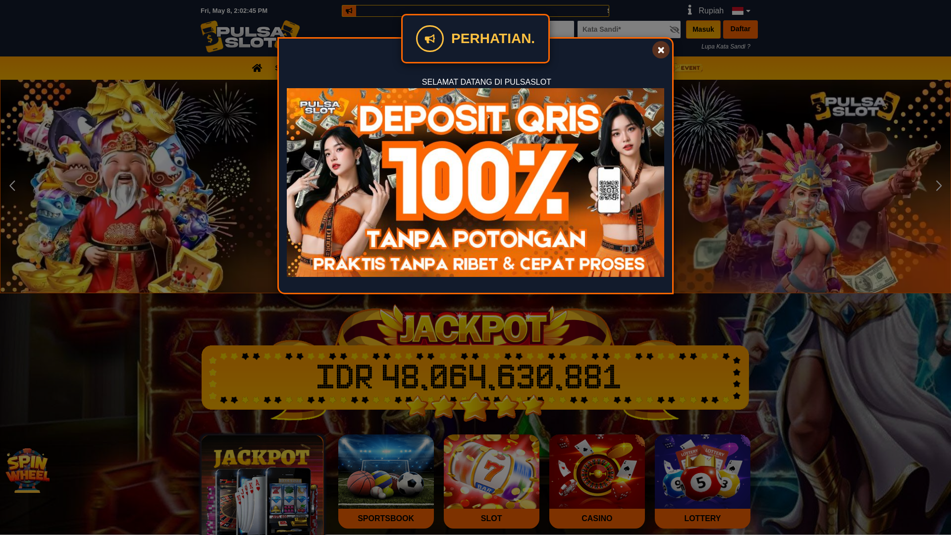 website screenshot of https://pulsaslot-pulsaduabelas.top/