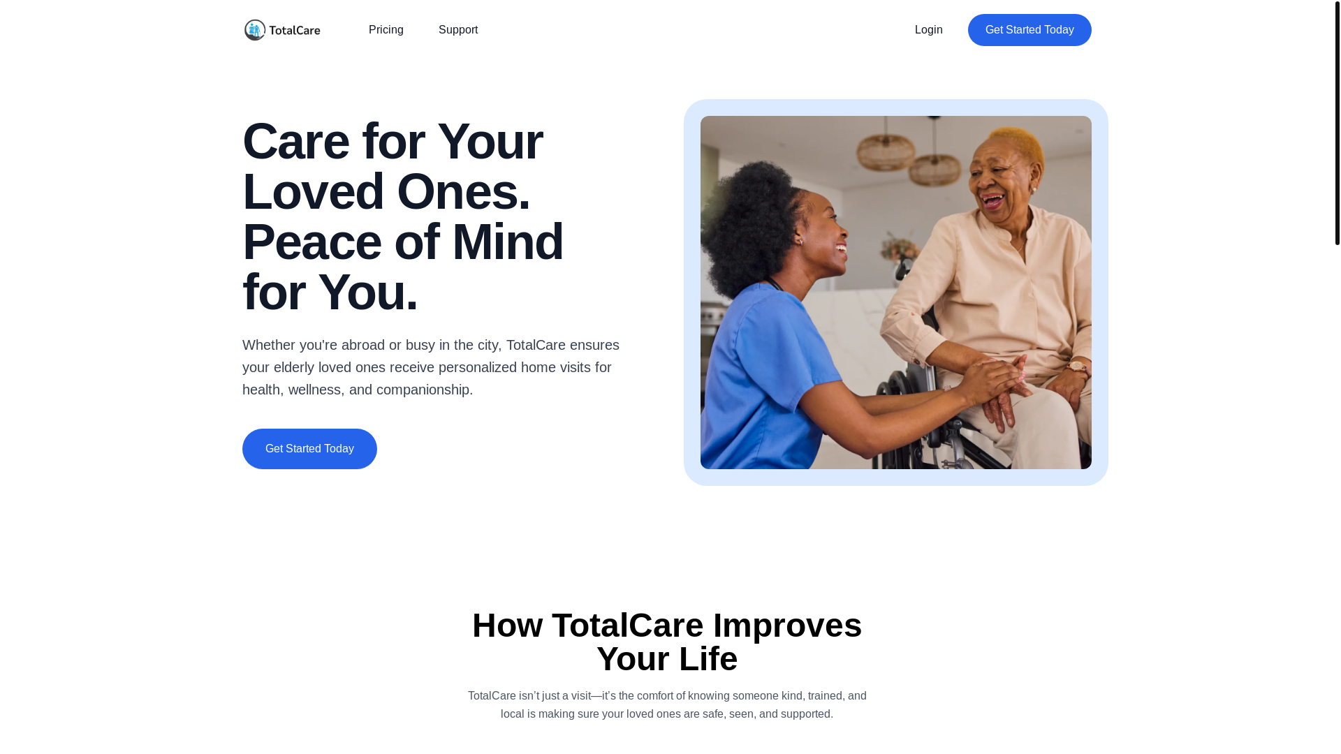website screenshot of https://totalcare.pages.dev/
