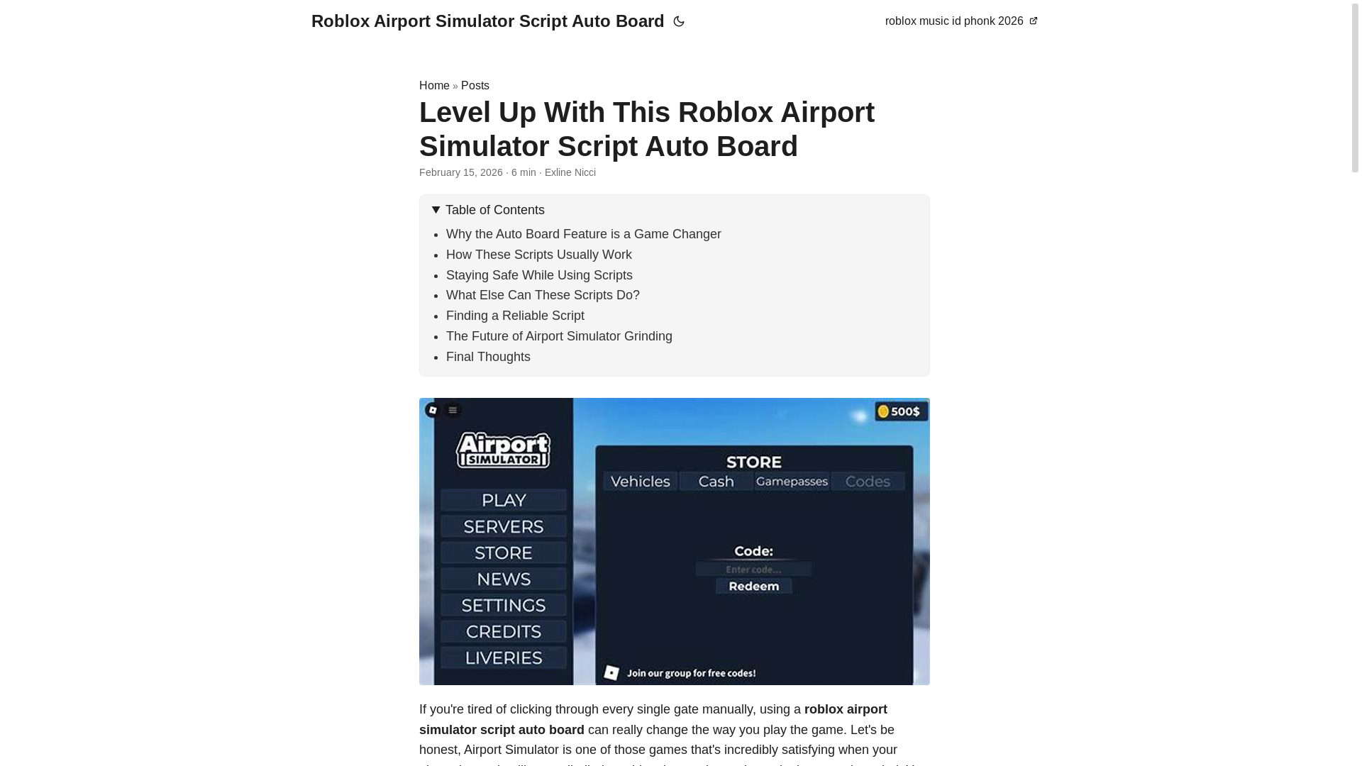 website screenshot of https://roblox-airport-simulator-script-auto-board.pages.dev/
