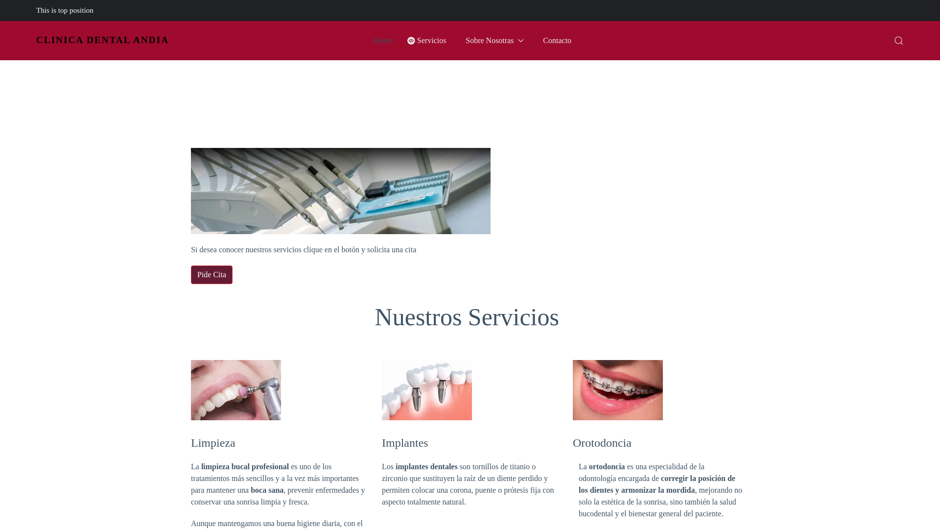 website screenshot of https://andiadental.es