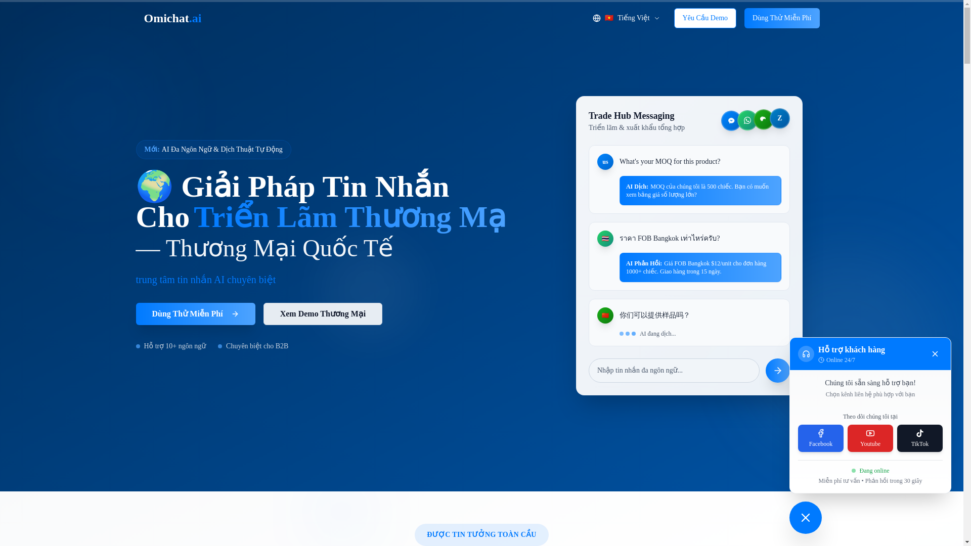 website screenshot of https://omichat.vn/