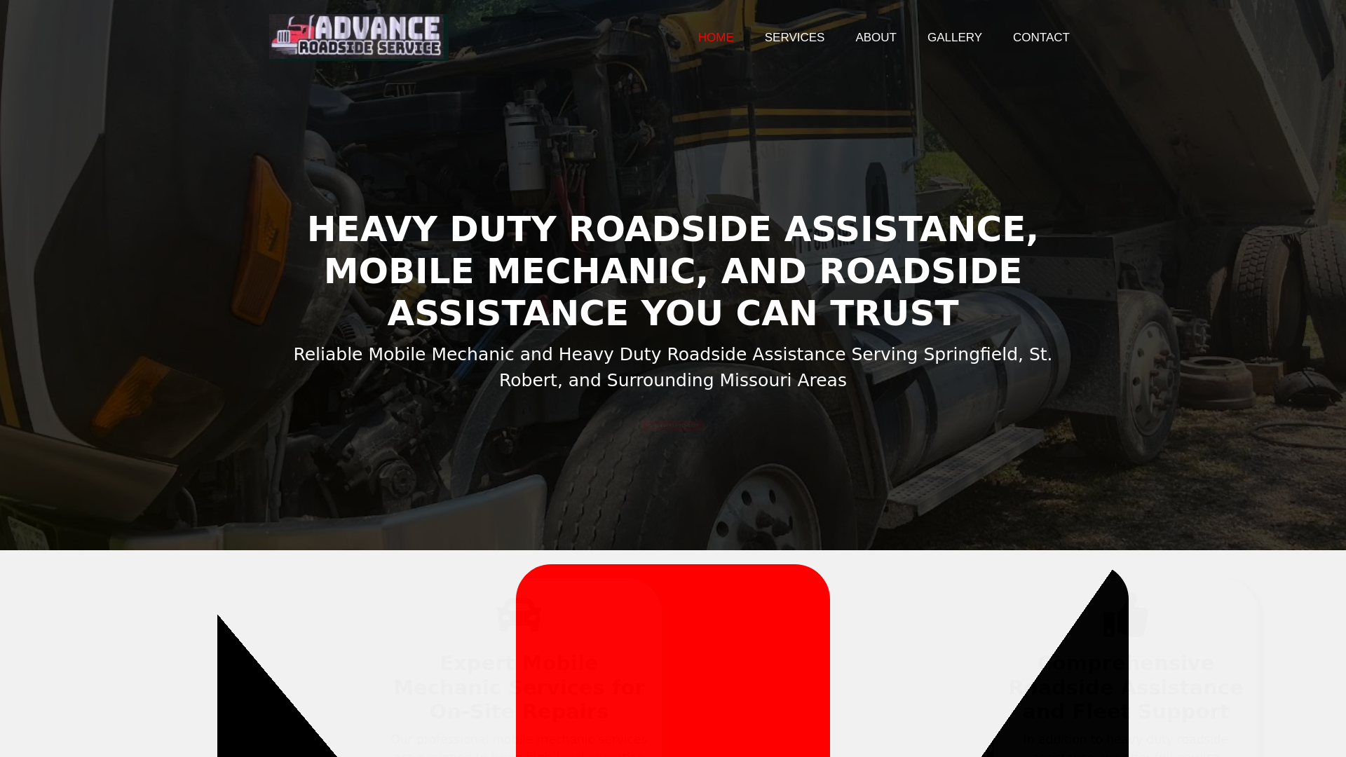 website screenshot of https://advanceroadsidemo.com/