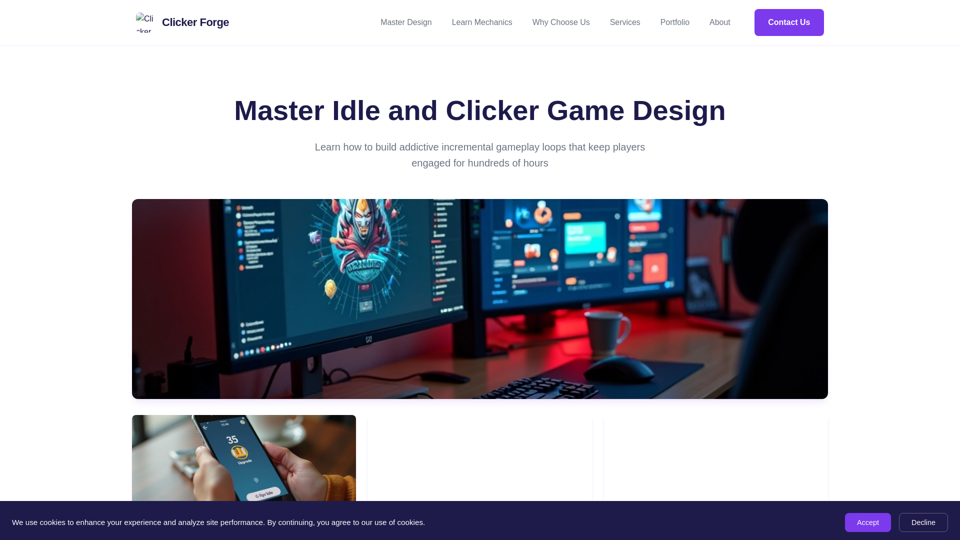 website screenshot of https://clickerforgehub.com/