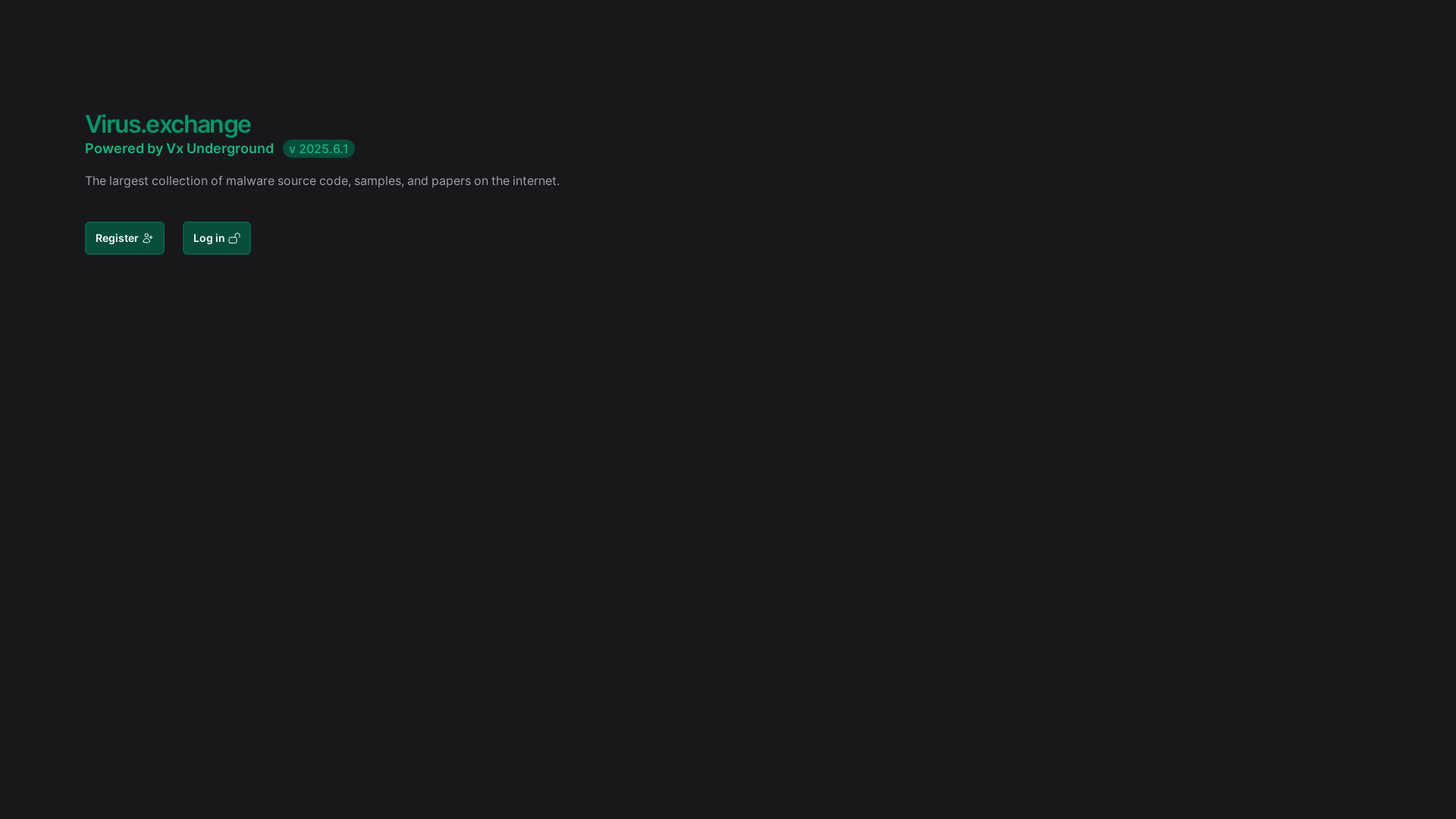 website screenshot of https://virus.exchange/