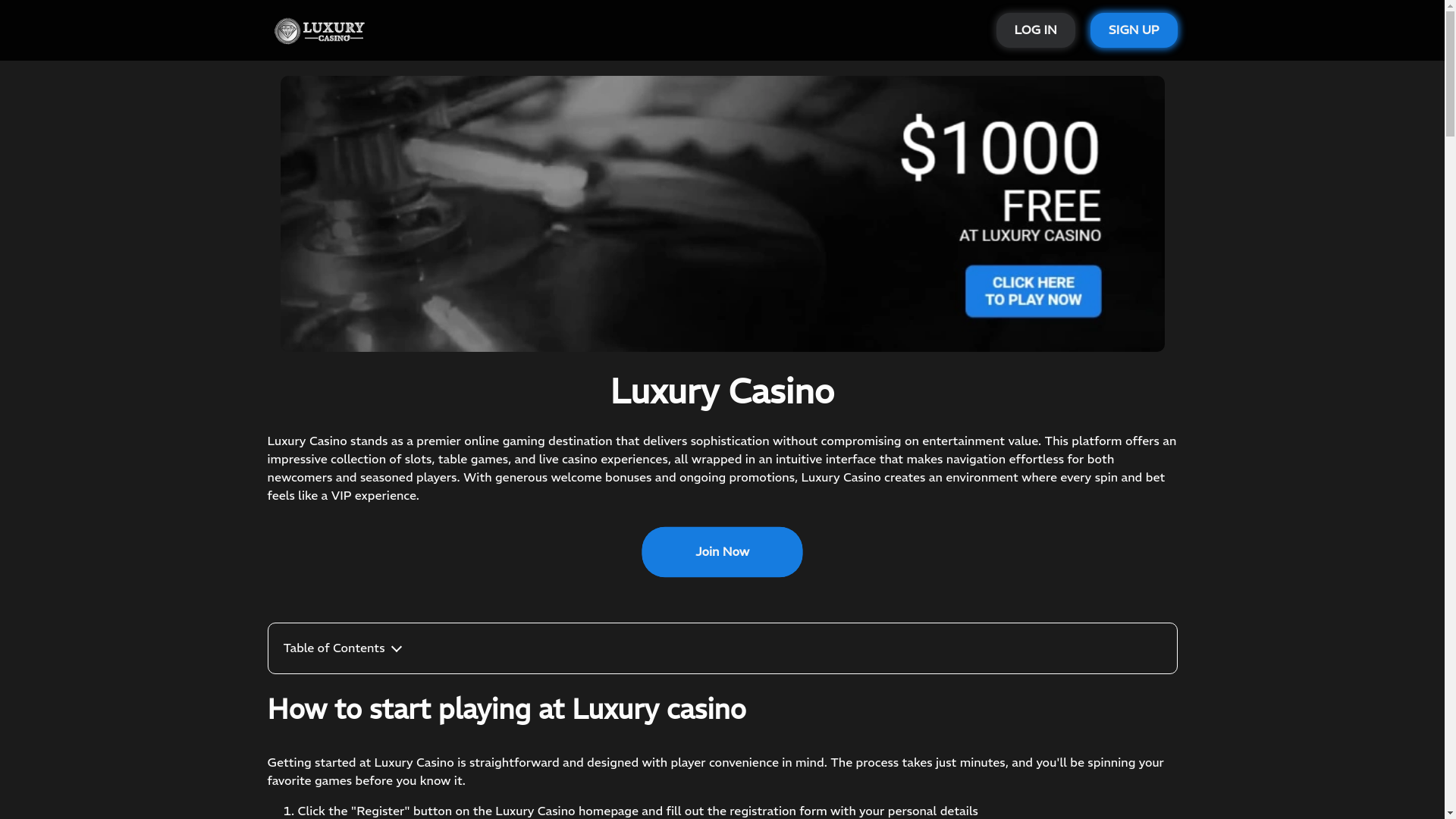 website screenshot of https://luxurycasino-uk.com/