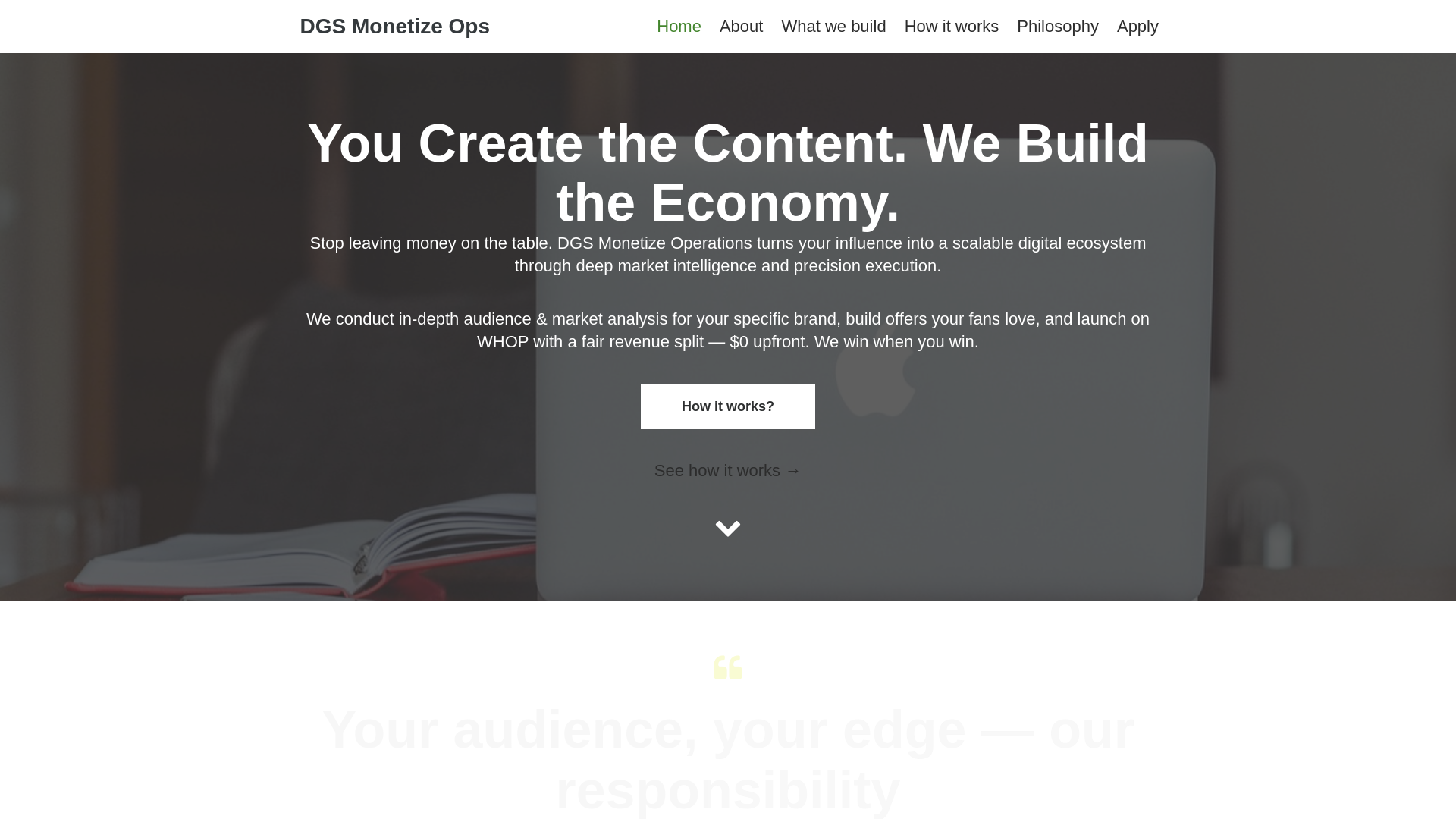 website screenshot of https://dgsmonetizeoperations.com
