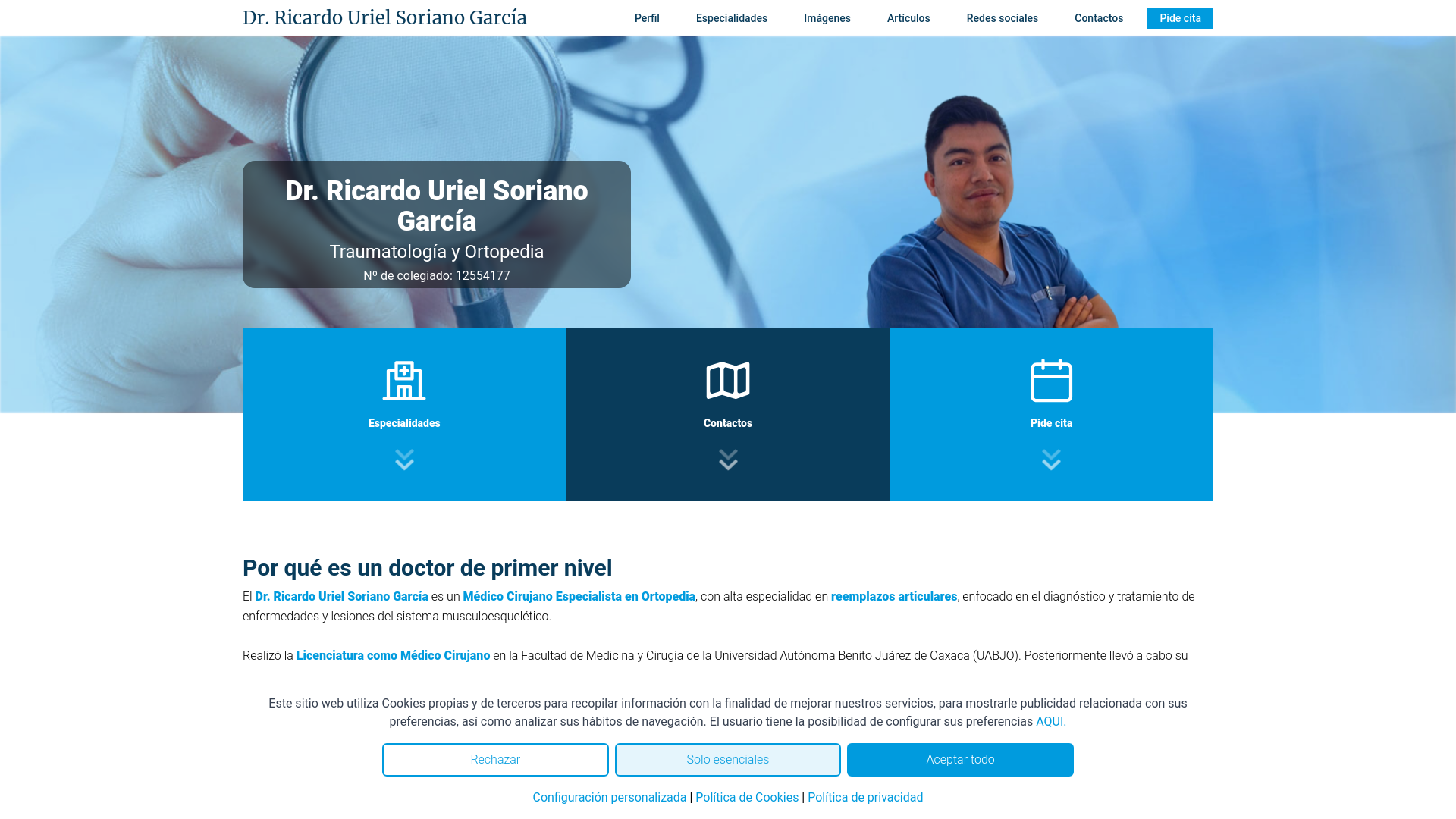 website screenshot of https://drricardosoriano.com/