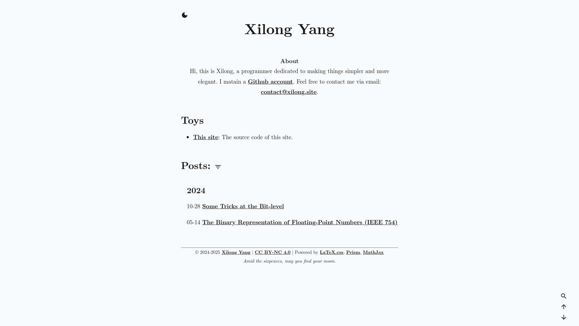 website screenshot of https://xilongyang-github-io.pages.dev/