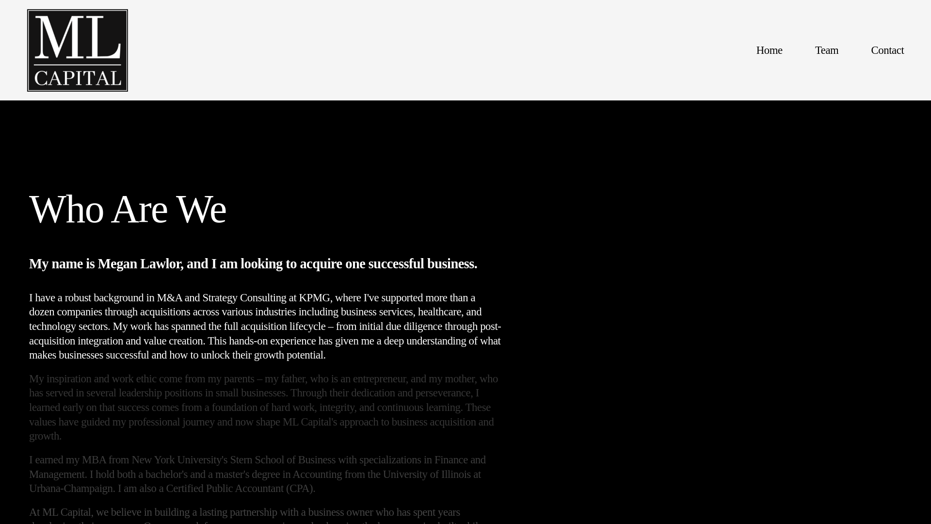 website screenshot of https://mlcapital-team.com/