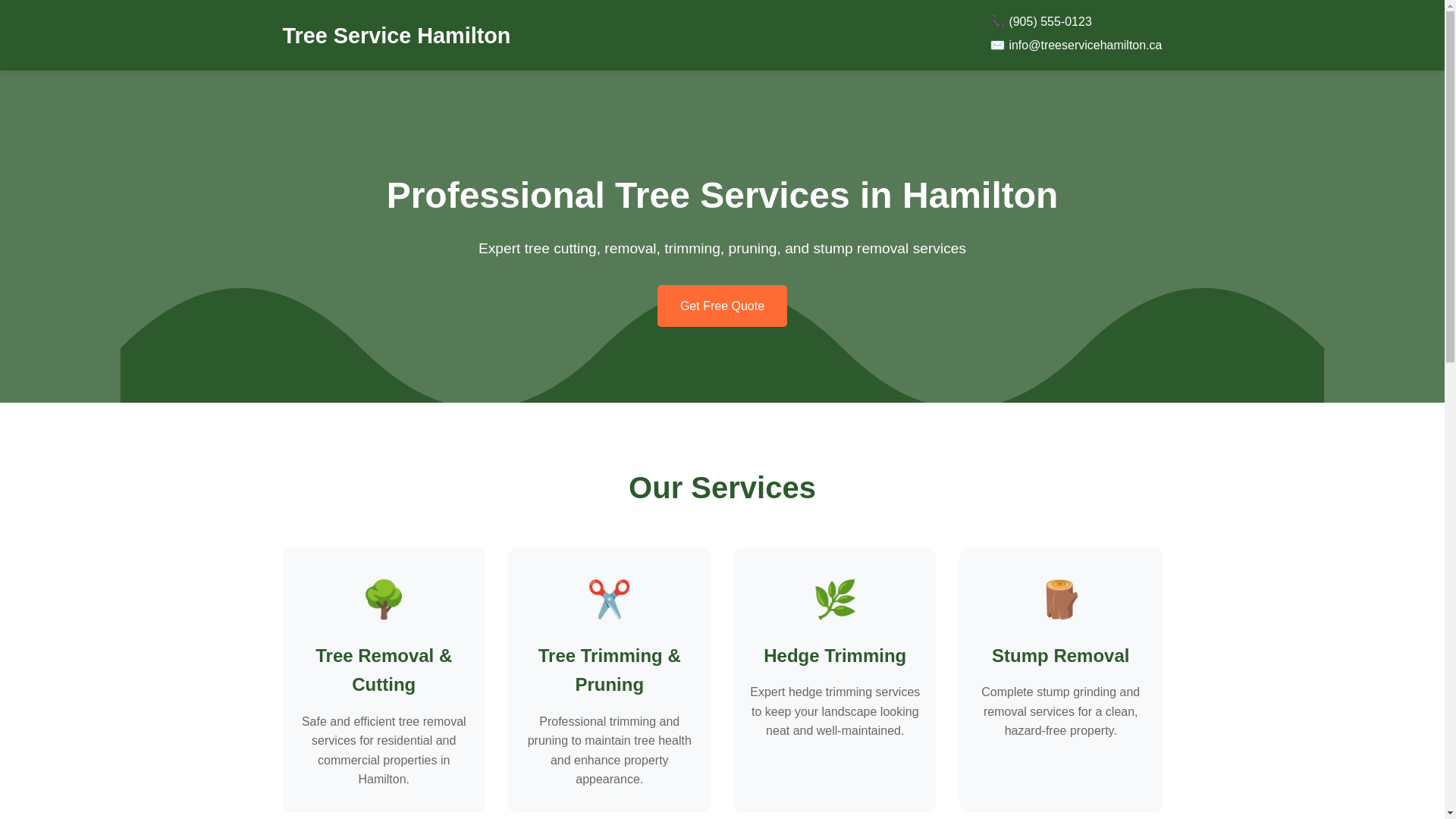 website screenshot of https://tree-cutting-hamilton.pages.dev/
