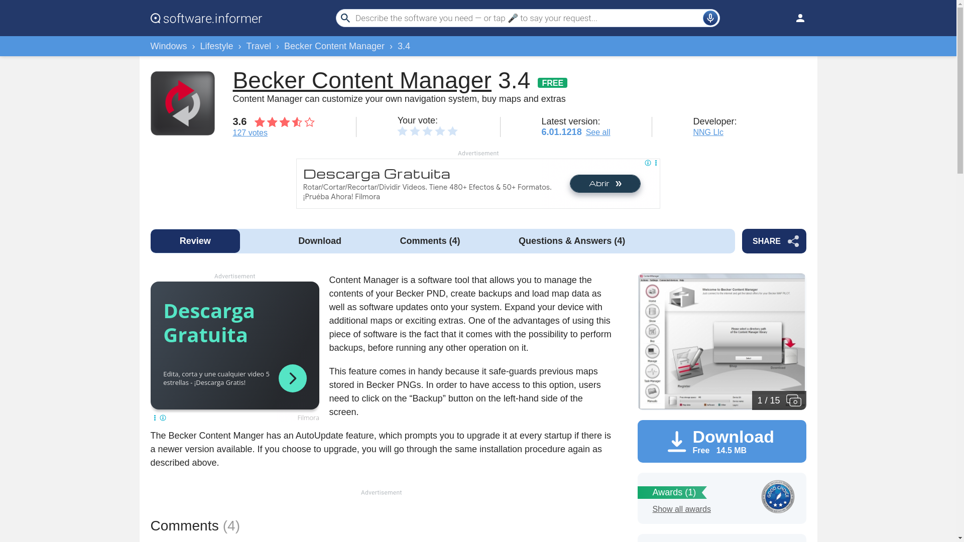 website screenshot of https://becker-content-manager.software.informer.com/3.4/