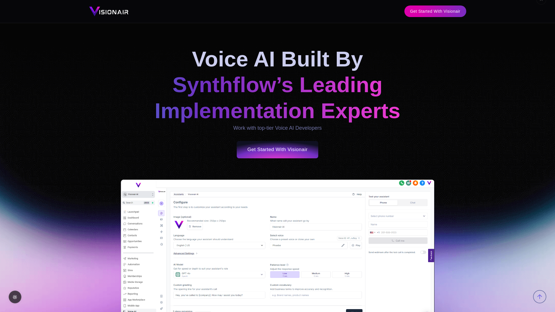 website screenshot of https://visionairstudio.top