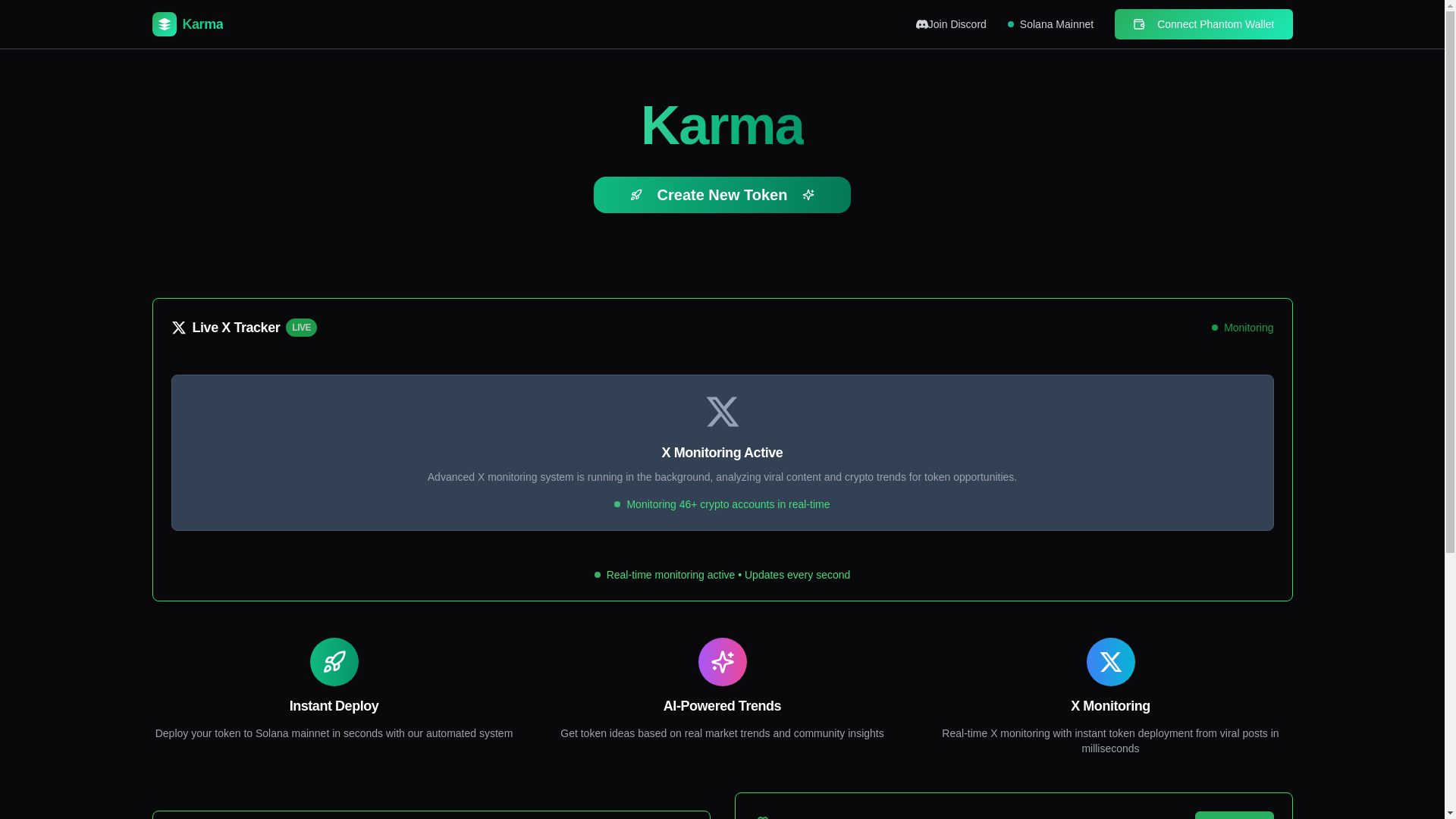 website screenshot of https://karmalaunch.xyz/