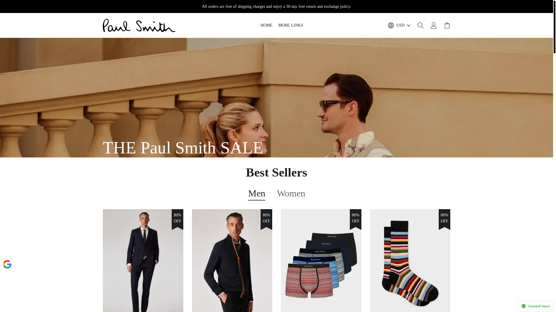 website screenshot of https://paulsmiths-au.shop/