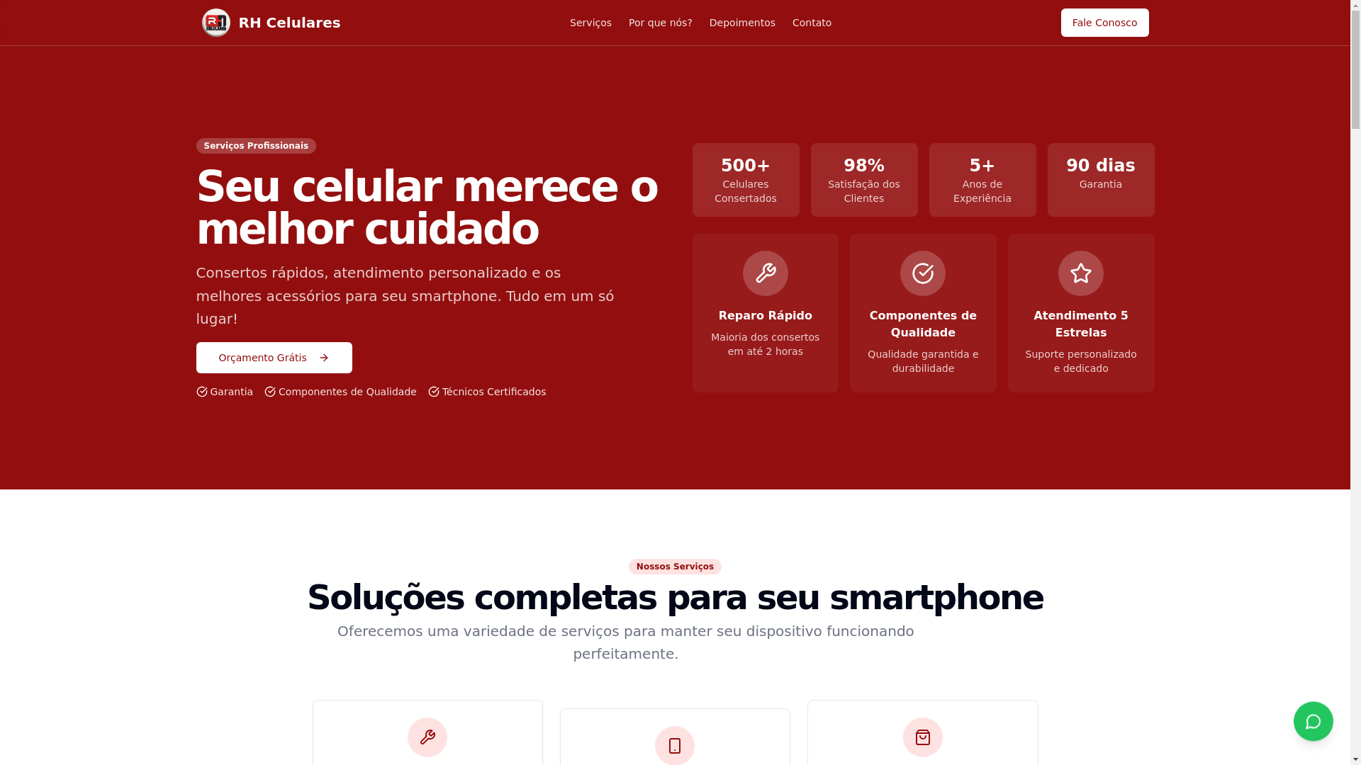 website screenshot of https://rhcelulares.site/