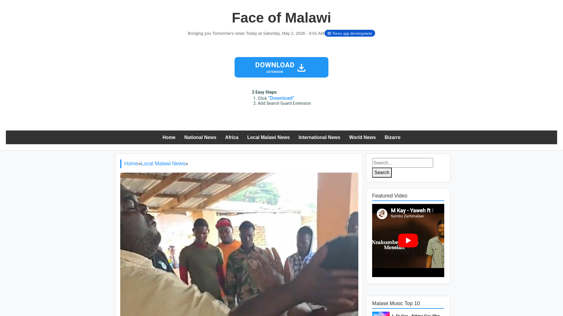 website screenshot of https://www.faceofmalawi.com/2026/05/02/mayor-jomo-under-fire-mhrc-condemns-viral-assault-incident/