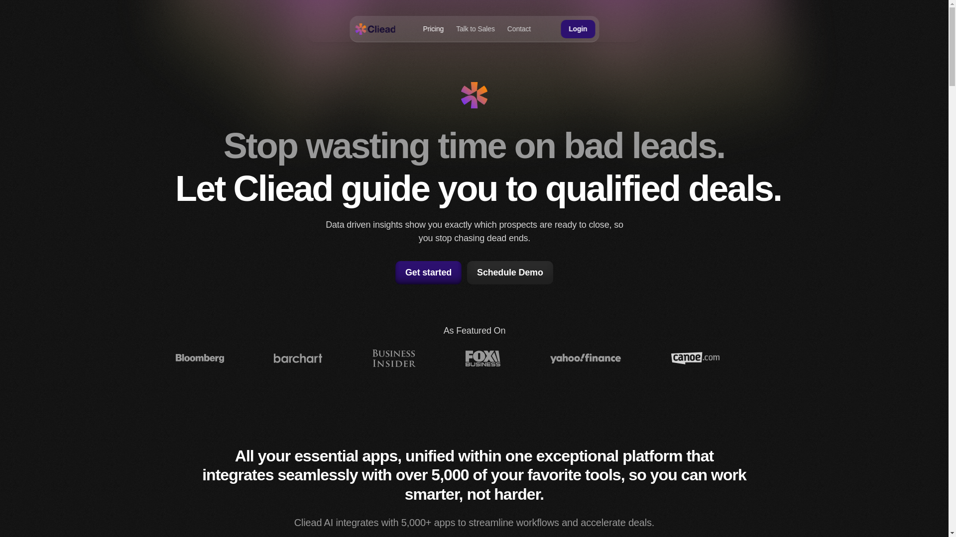 website screenshot of https://onecliead.com/