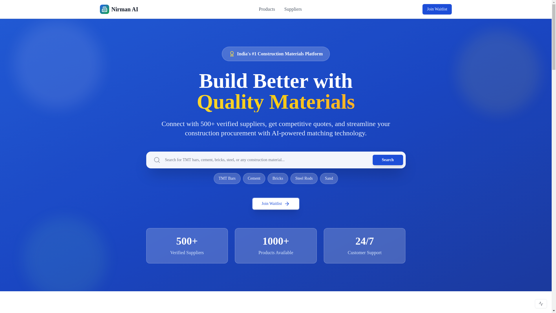 website screenshot of https://nirmanai.co.in/