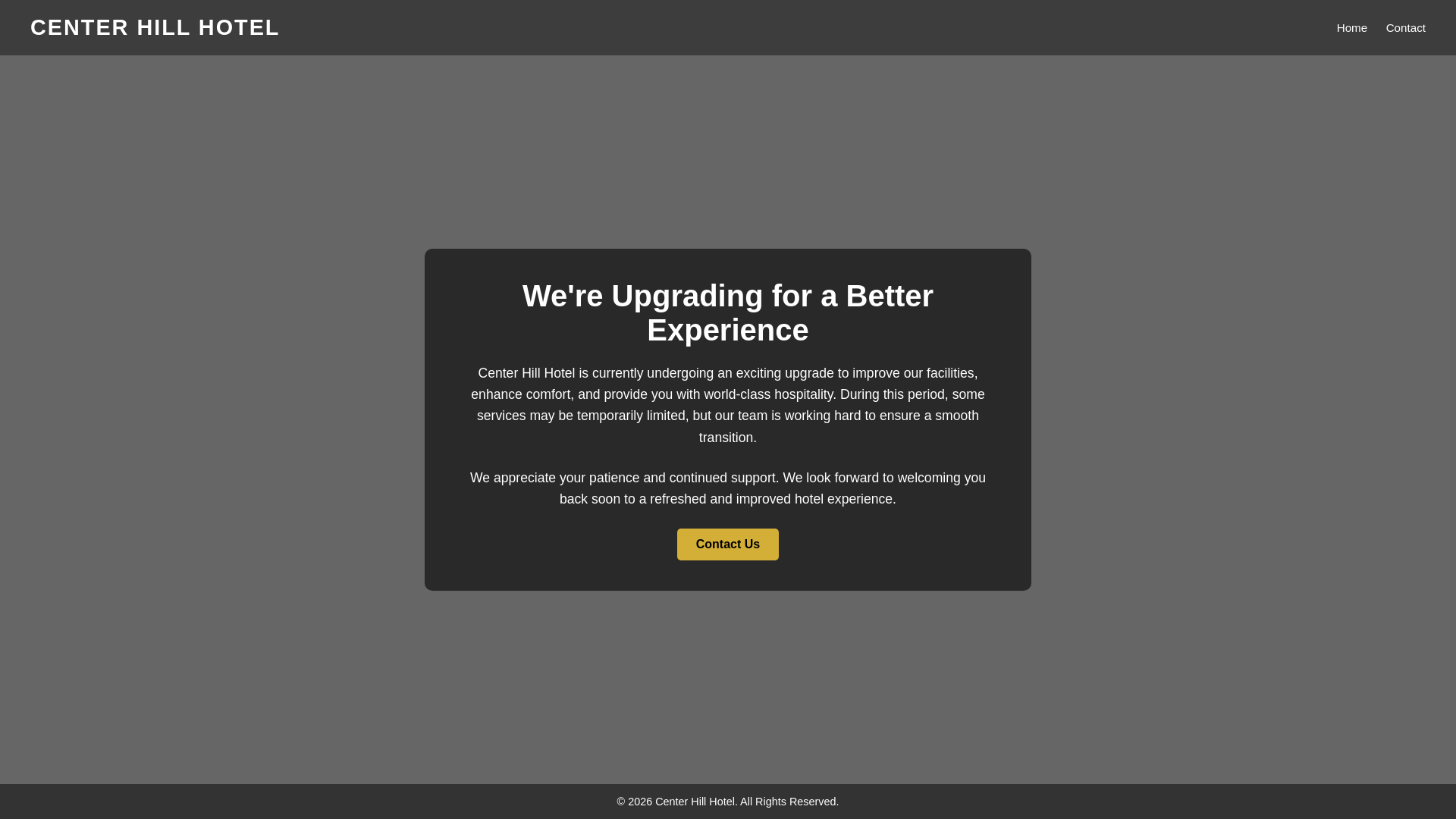 website screenshot of https://centerhillhotel.net