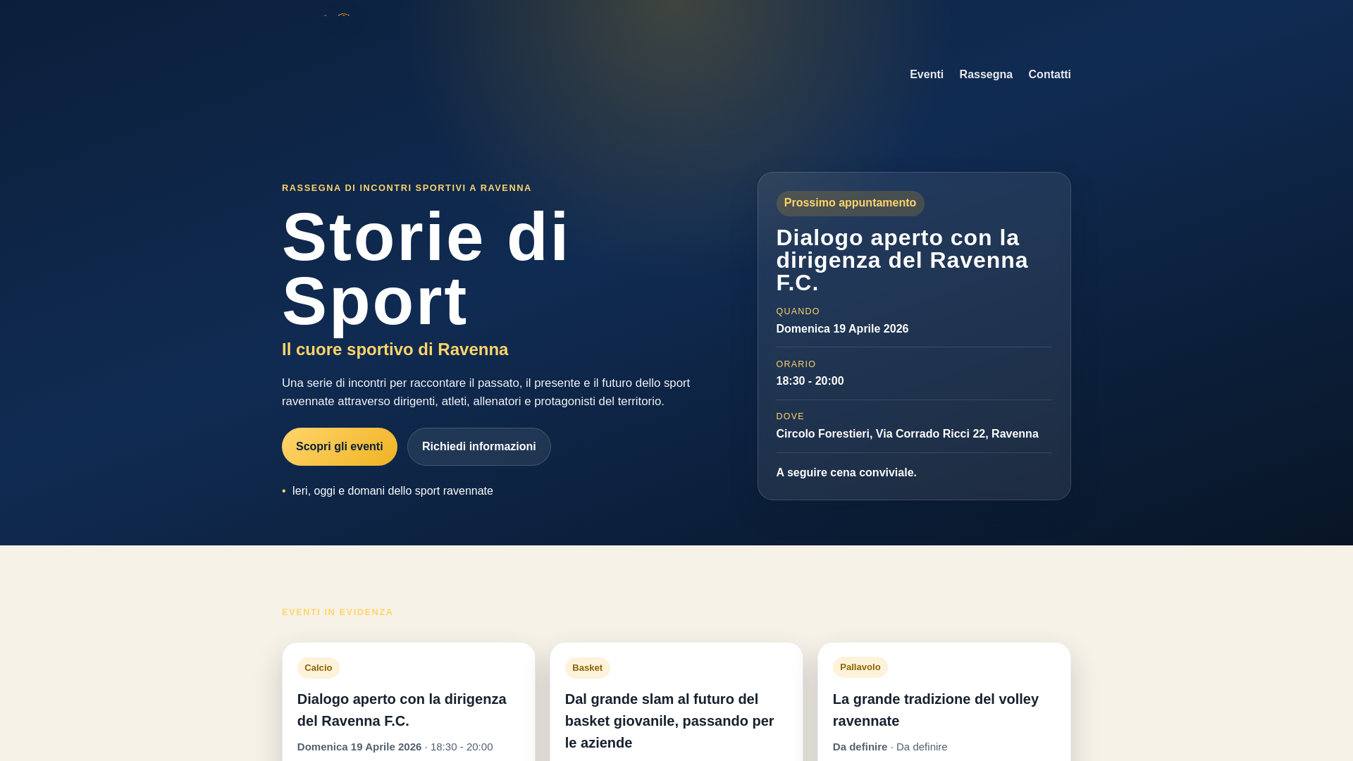 website screenshot of https://storiedisportravenna.it
