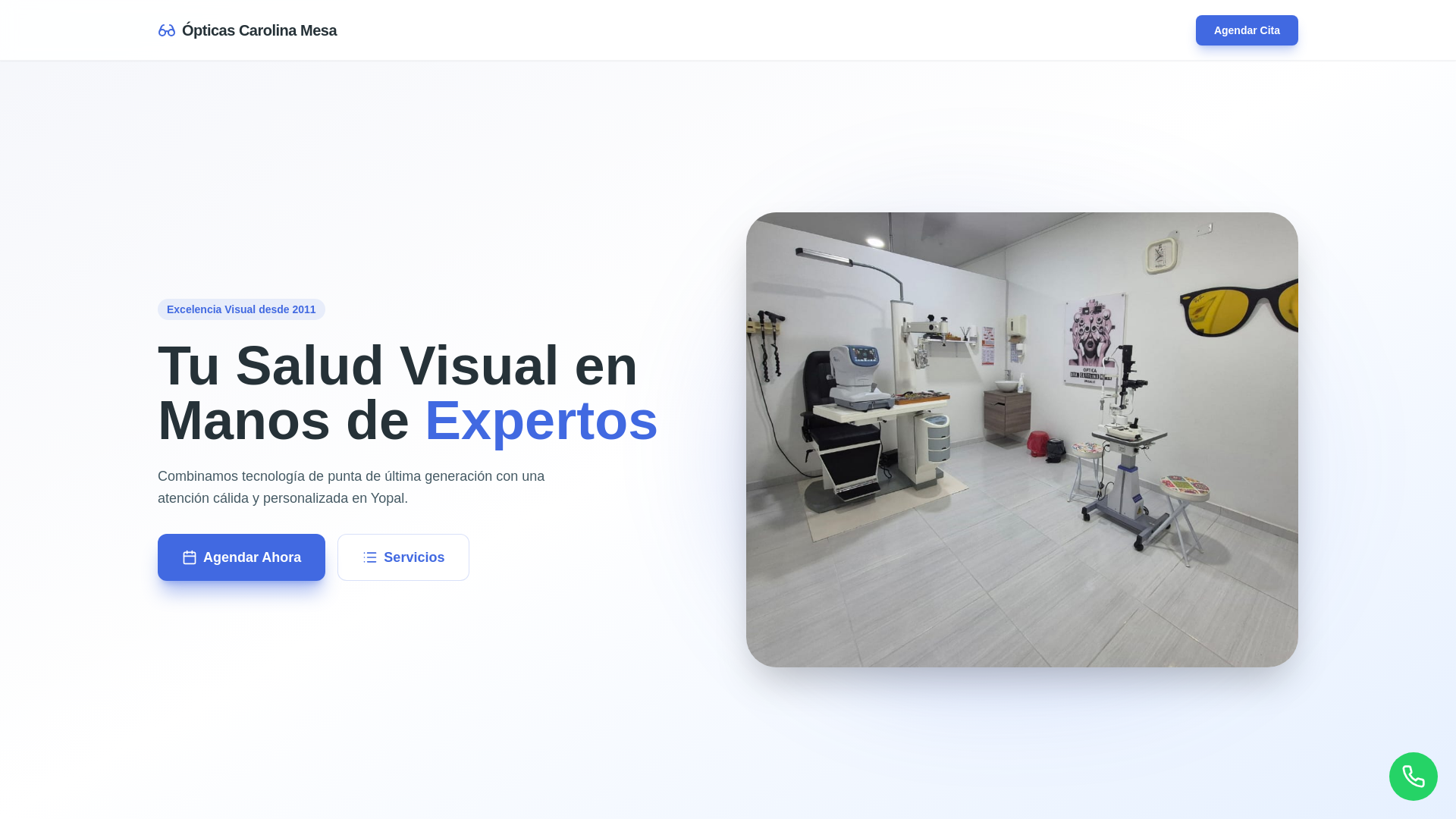 website screenshot of https://opticascarolinamesa.com/