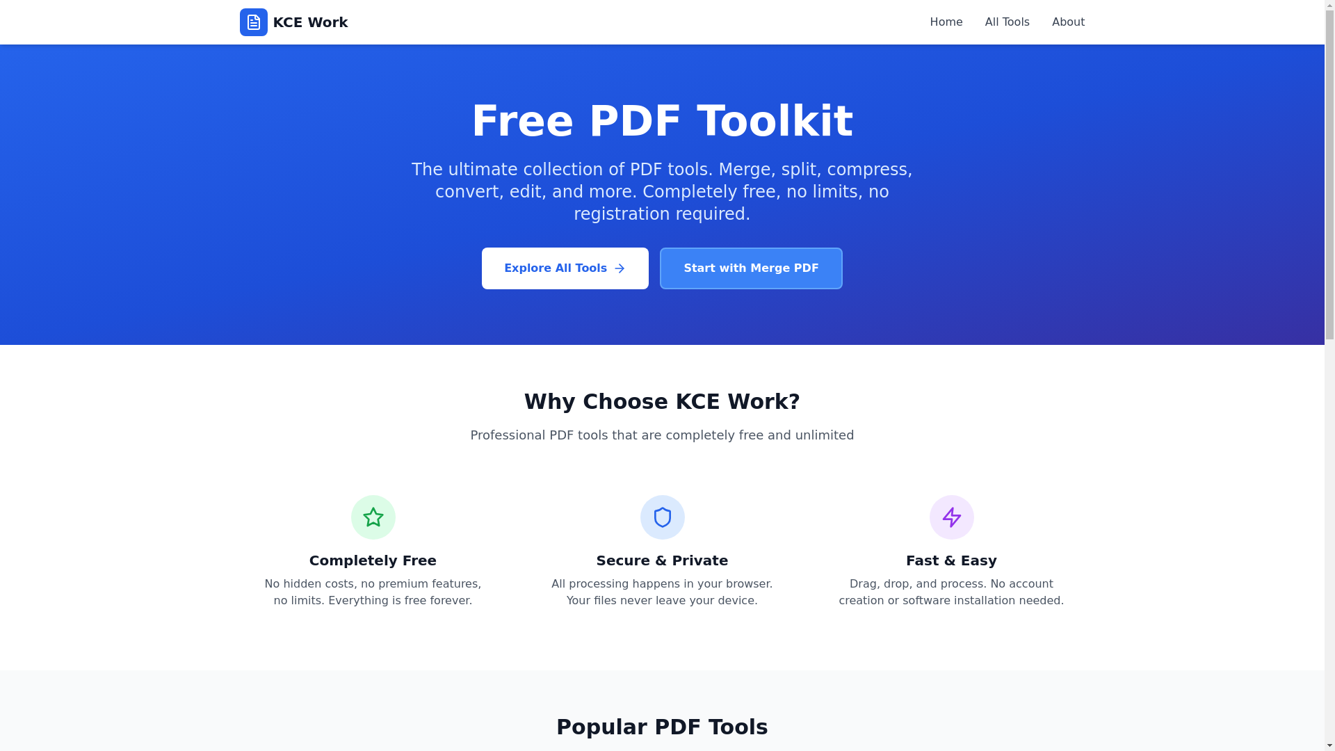 website screenshot of https://kce-work.pages.dev/