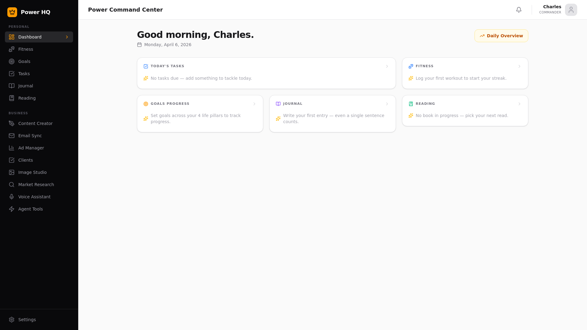website screenshot of https://power-command-center.pages.dev/