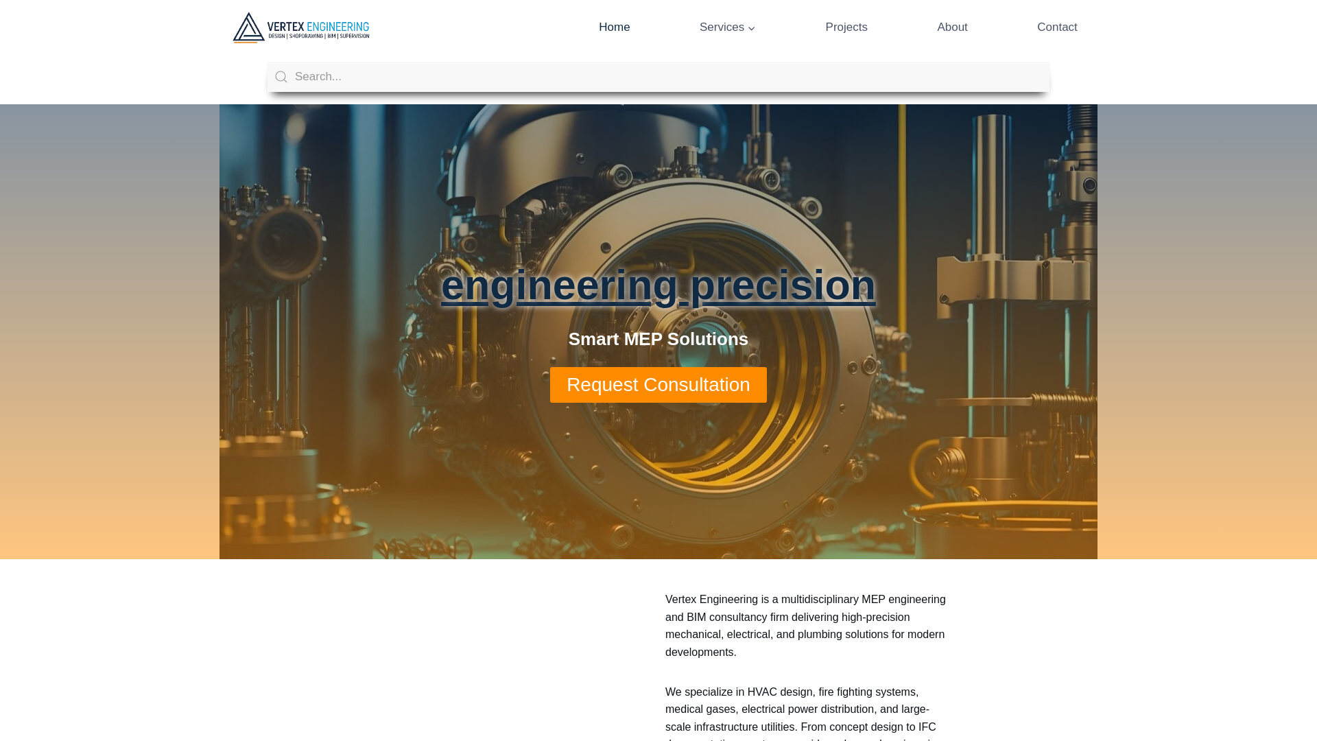 website screenshot of https://vertex-engineering.net/