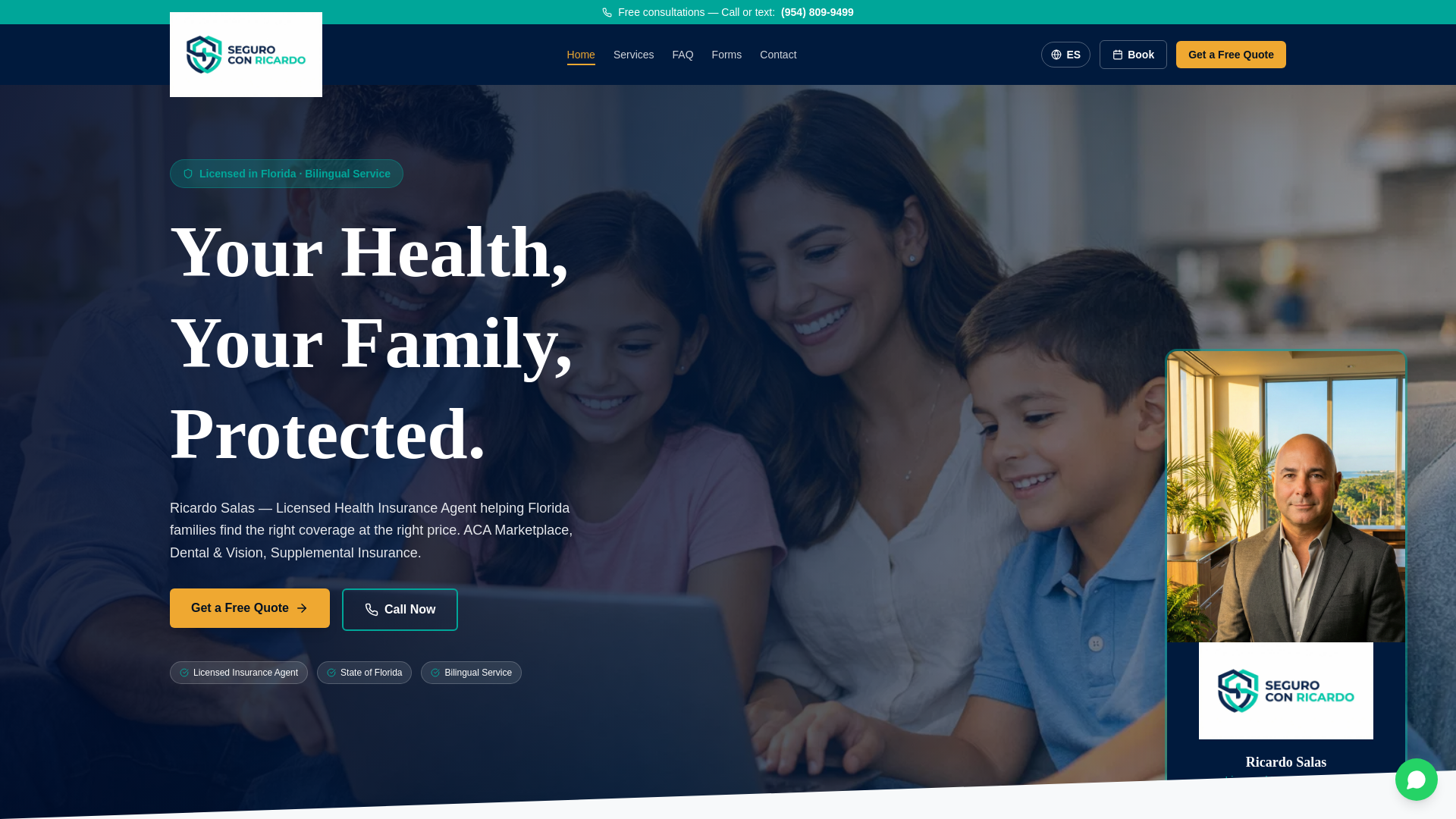 website screenshot of https://seguroconricardo.com/