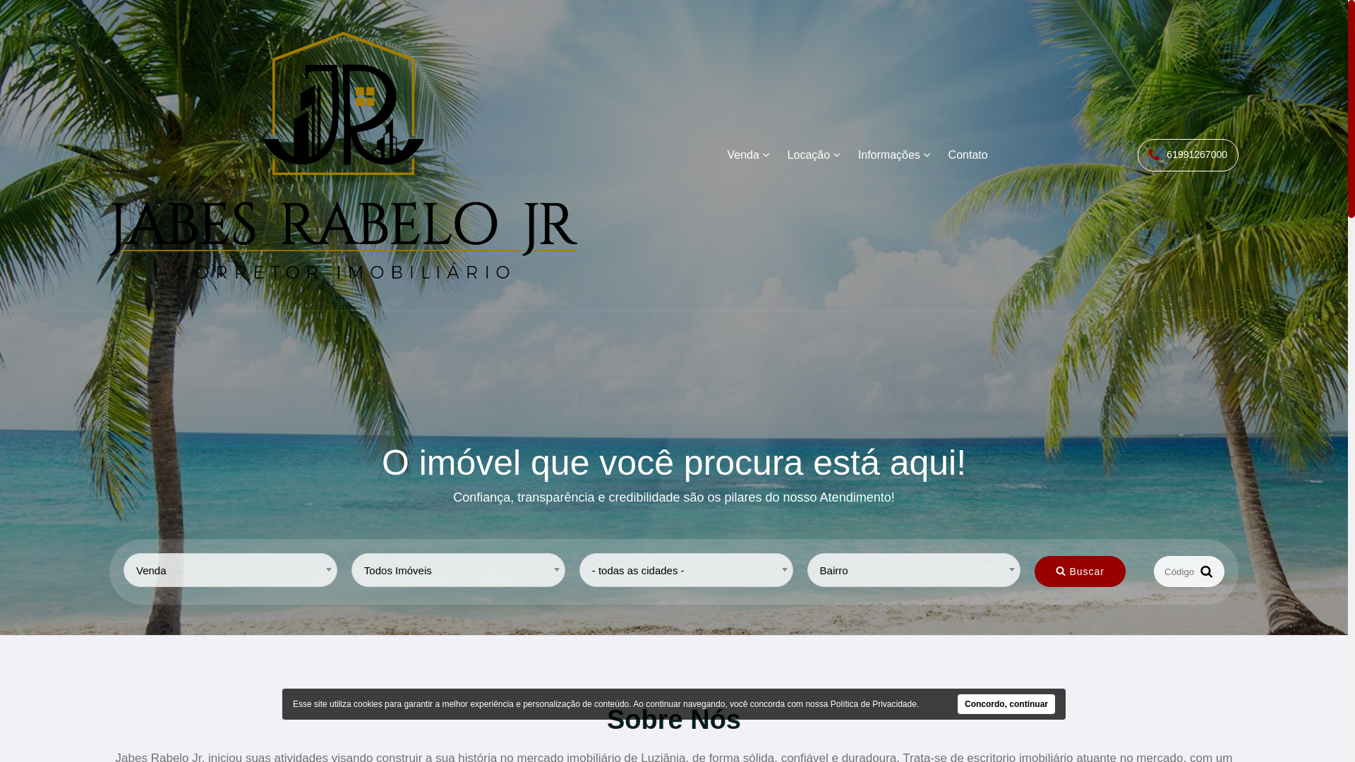 website screenshot of https://jrnegociosimoveis.com.br/