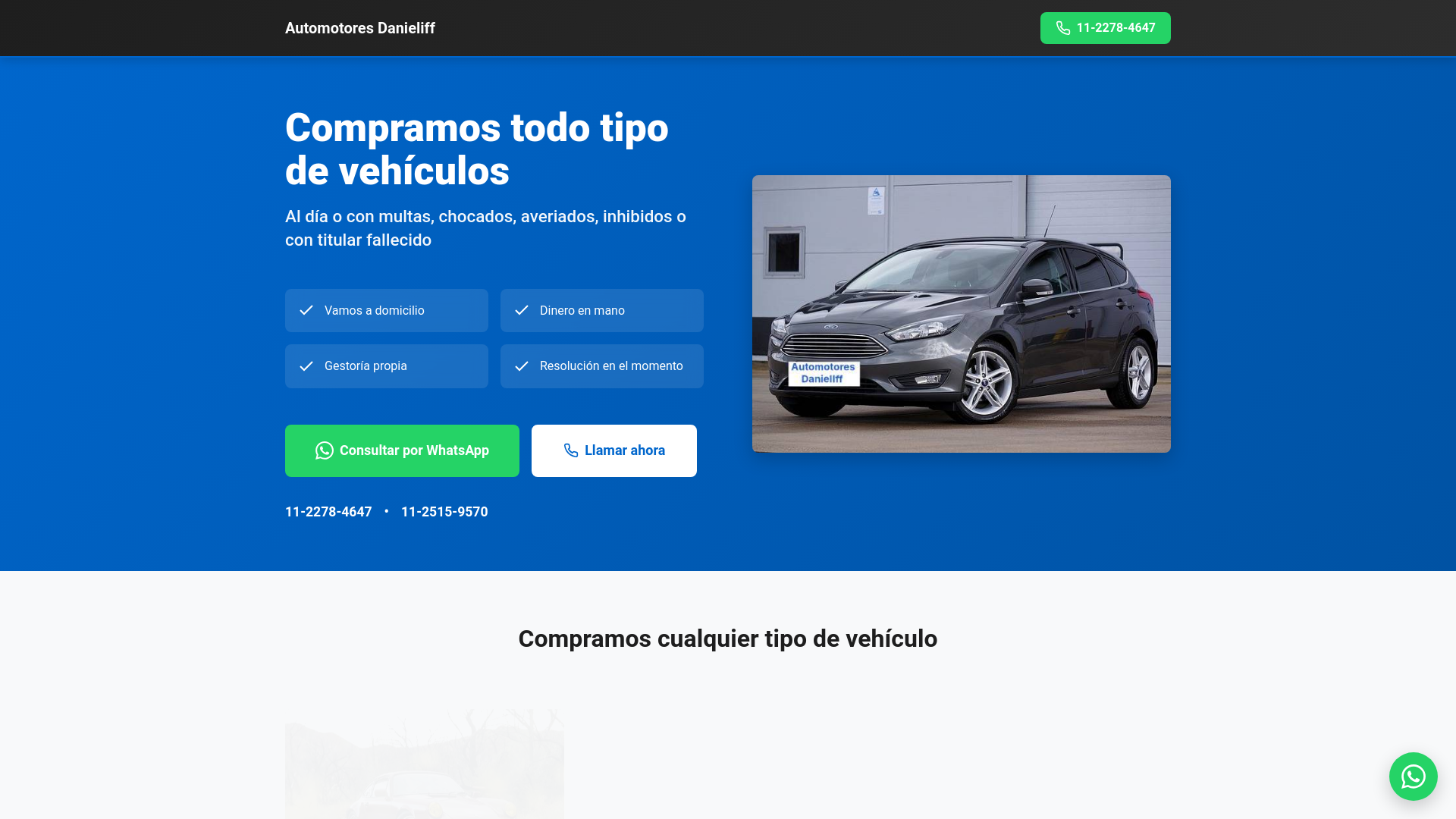 website screenshot of https://automotoresdanieliff.com.ar/