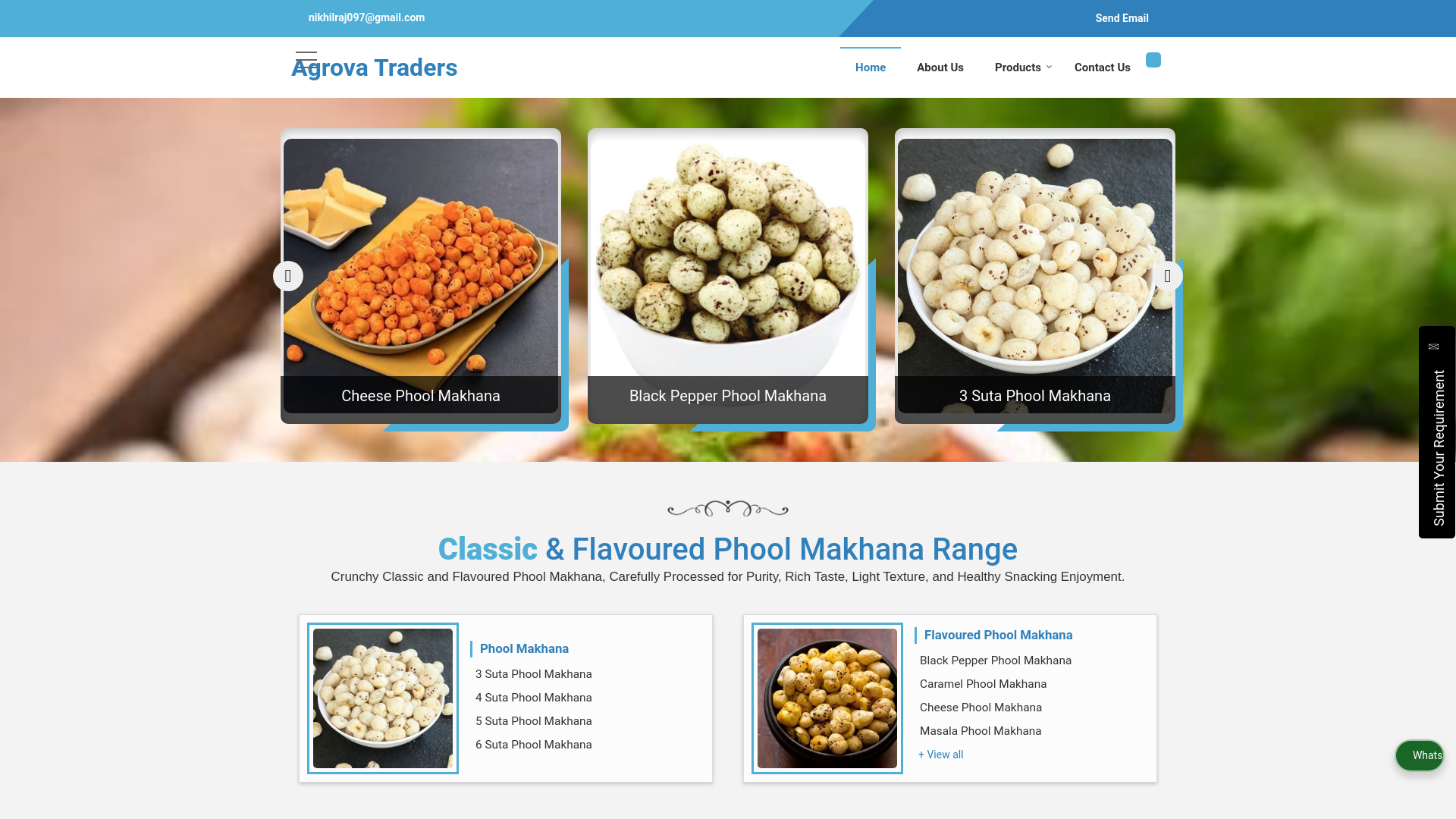 website screenshot of https://agrovatraders.co.in/