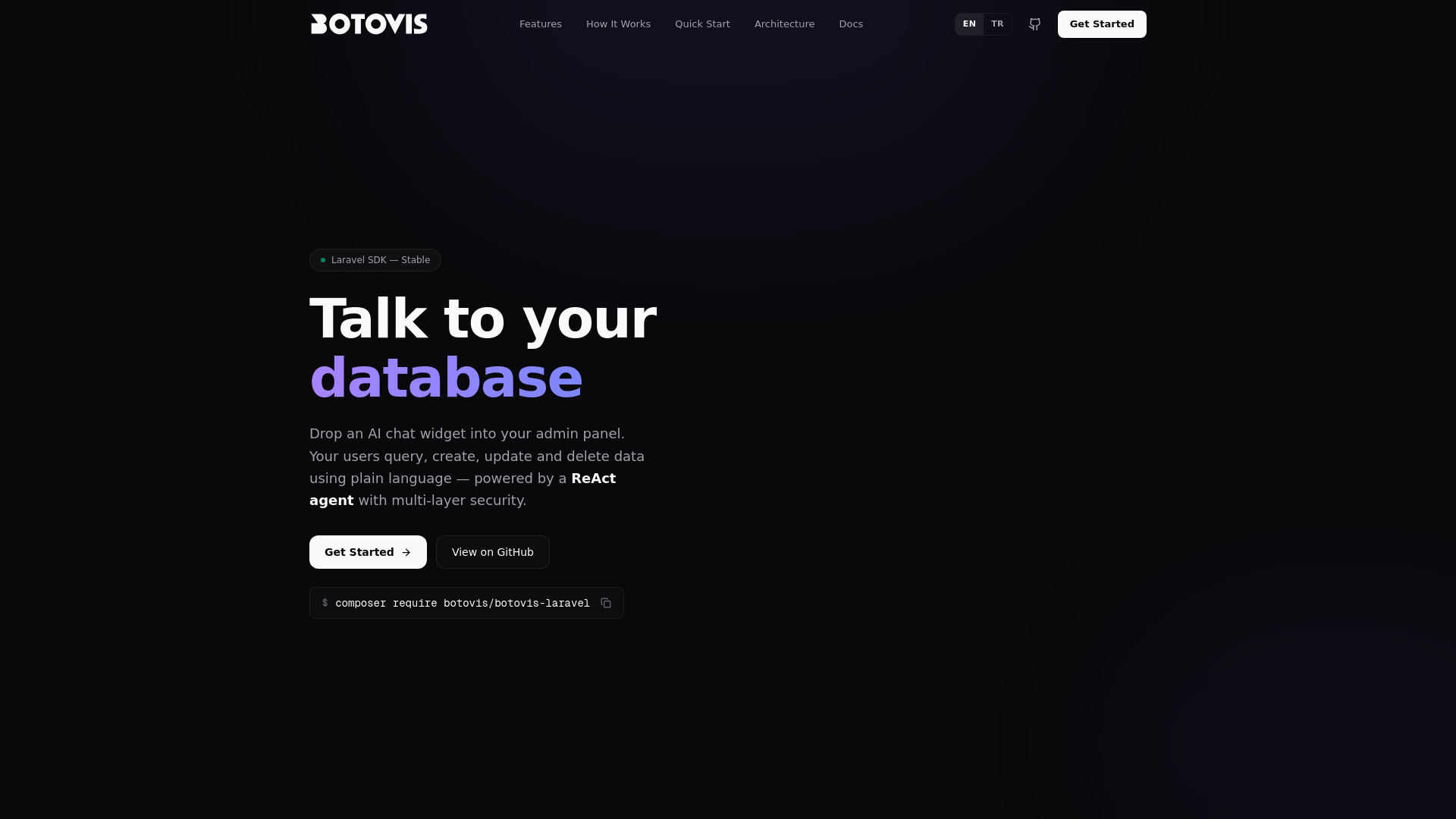 website screenshot of https://botovis.dev/