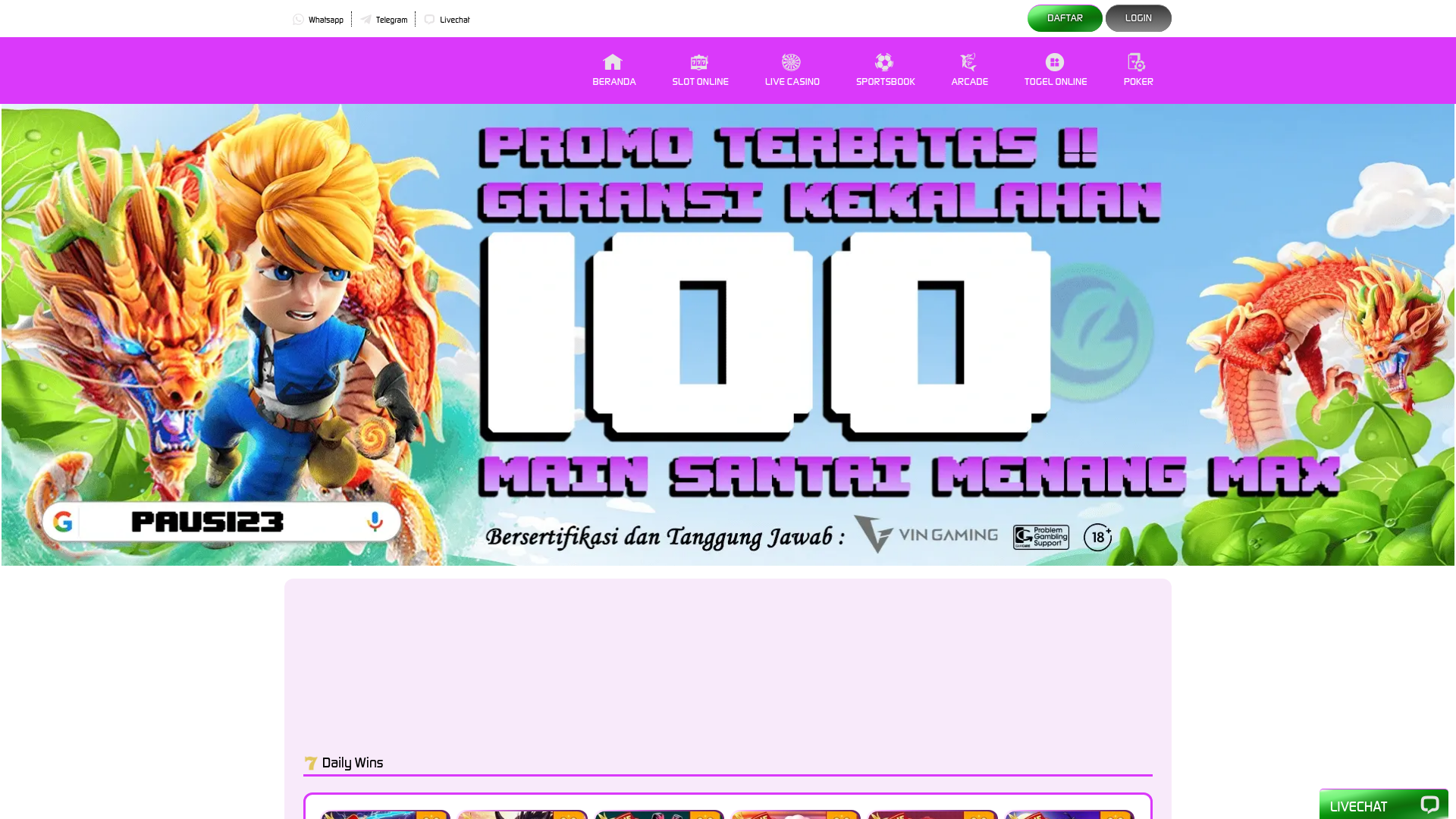 website screenshot of https://waterslot.net/