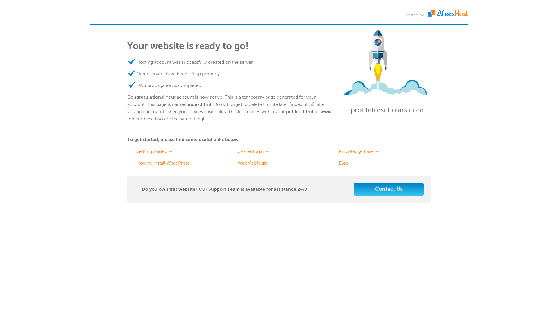 website screenshot of https://profileforscholars.com/