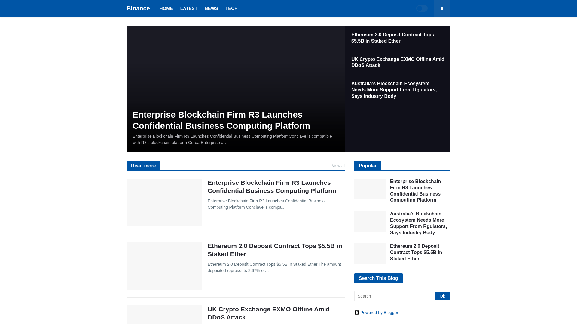 website screenshot of https://binance-news.blogspot.com/