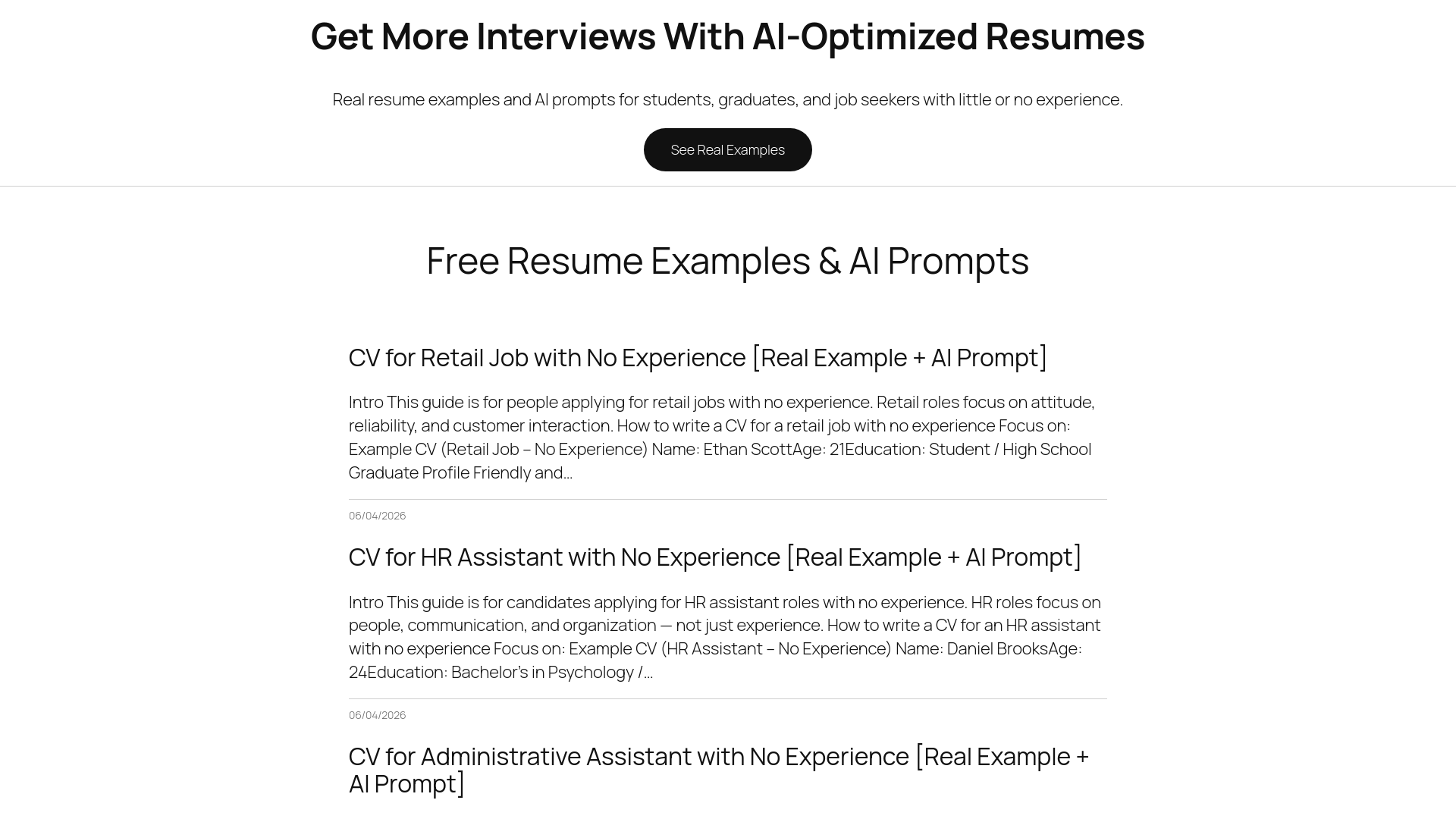 website screenshot of https://resumeailab.com