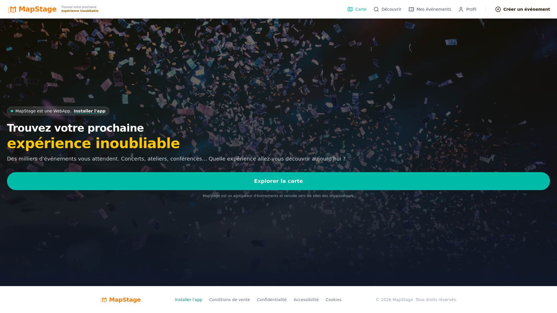 website screenshot of https://mapstage.fr/