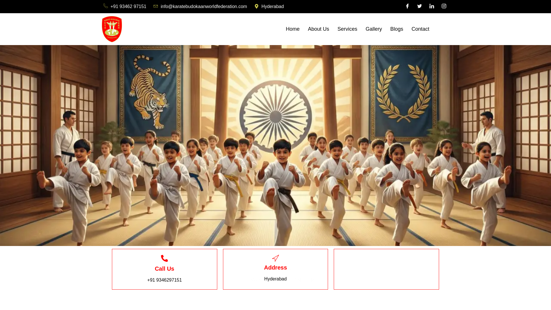 website screenshot of https://karatebudokaanworldfederation.com/