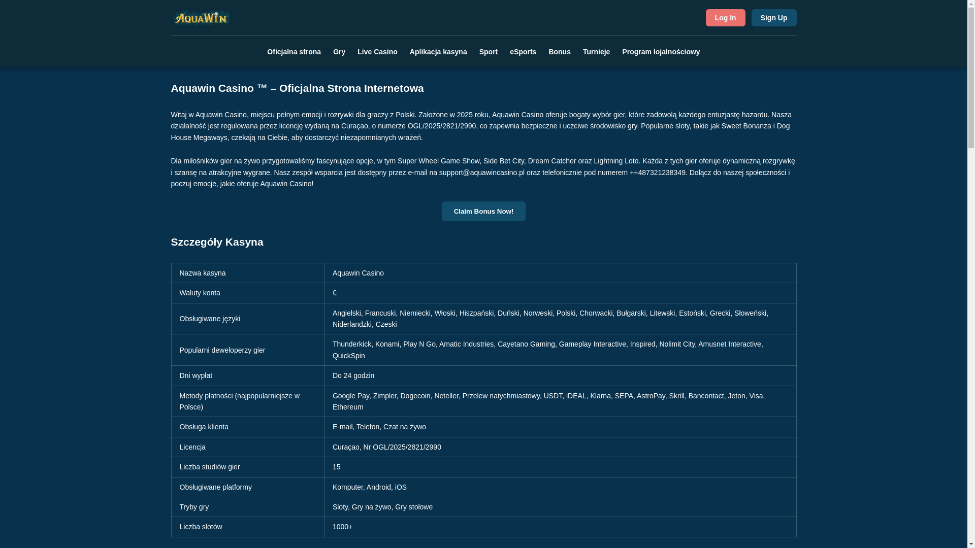website screenshot of https://aquawincasino-pl.pages.dev/