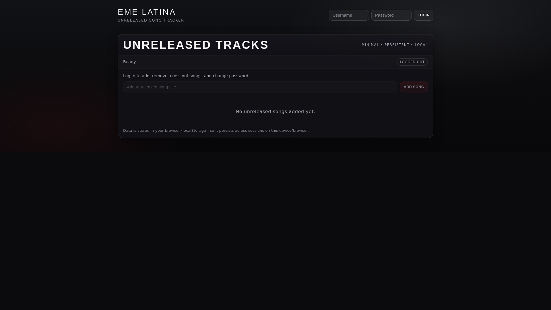 website screenshot of https://songtracker.pages.dev/