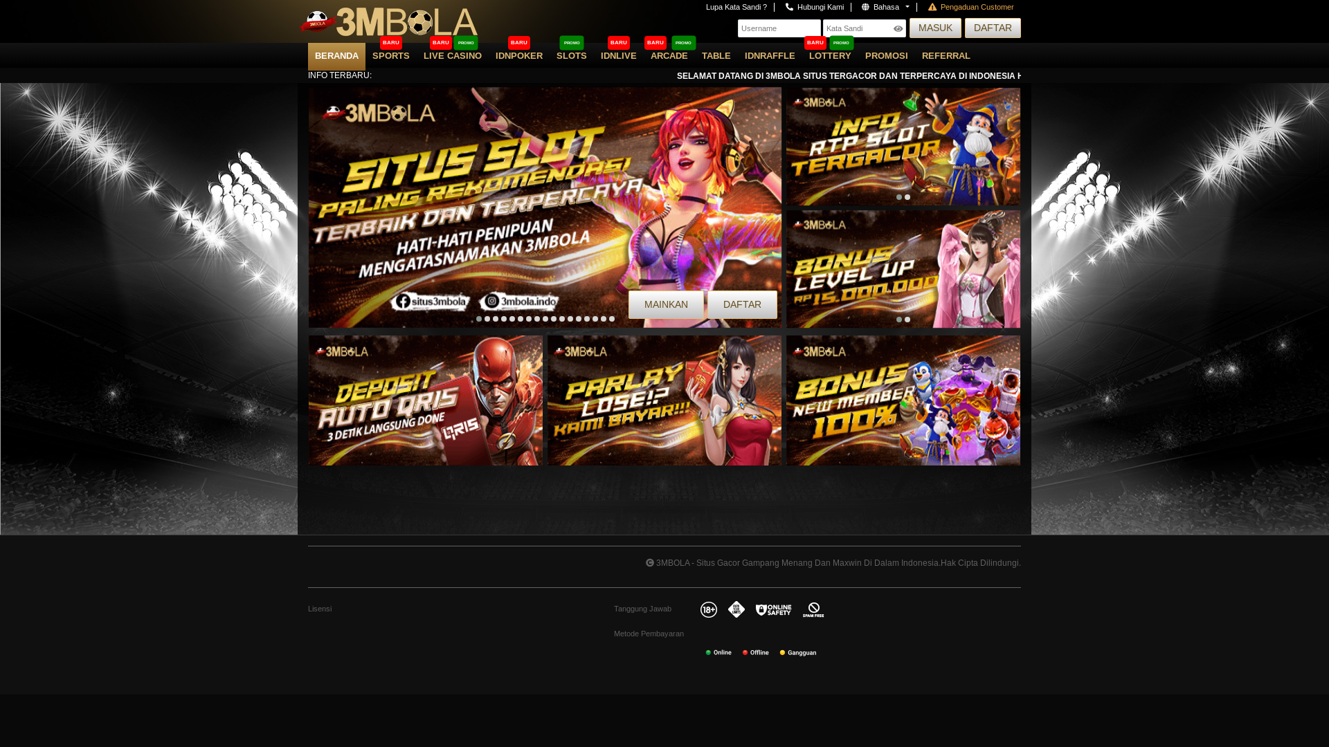 website screenshot of https://3mbolaking.vip/