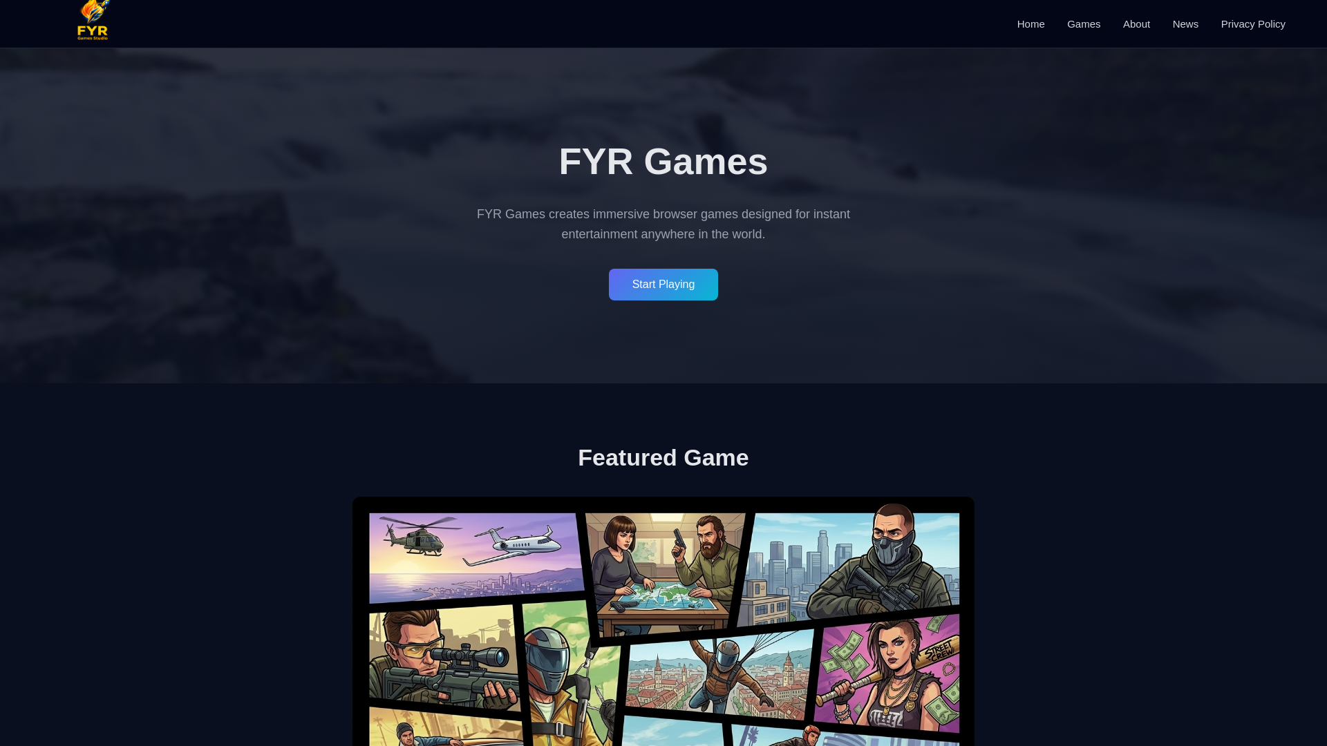 website screenshot of https://fyrgamesstudio.com/