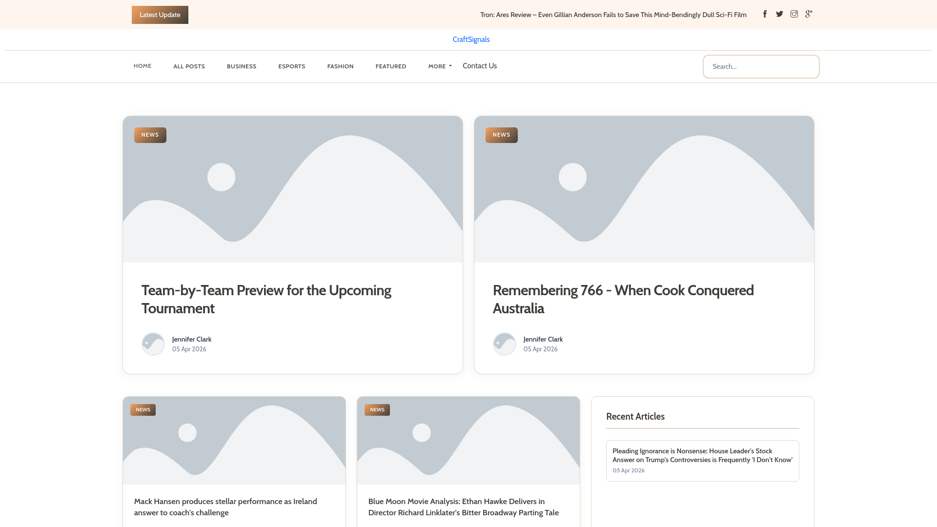 website screenshot of https://craftsignals.au