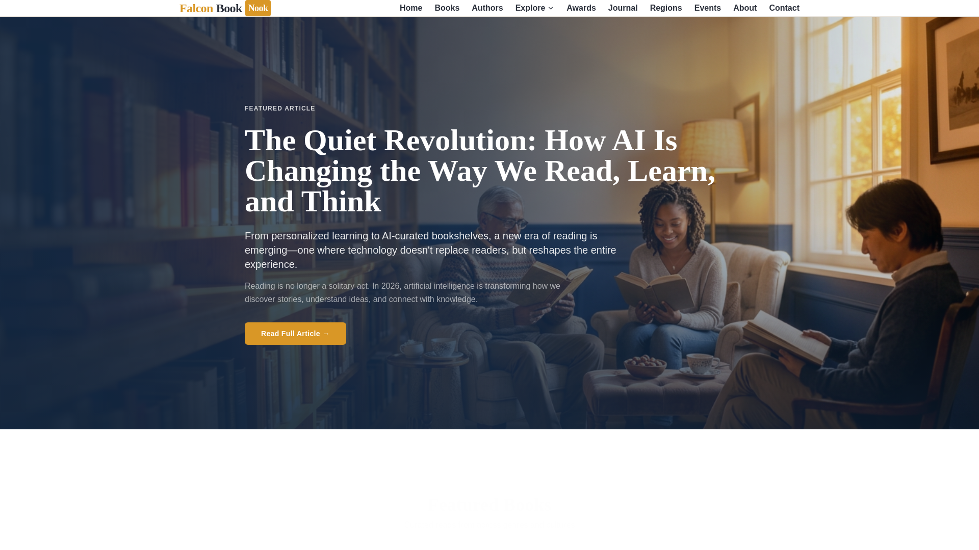 website screenshot of https://falconbooknook.org/