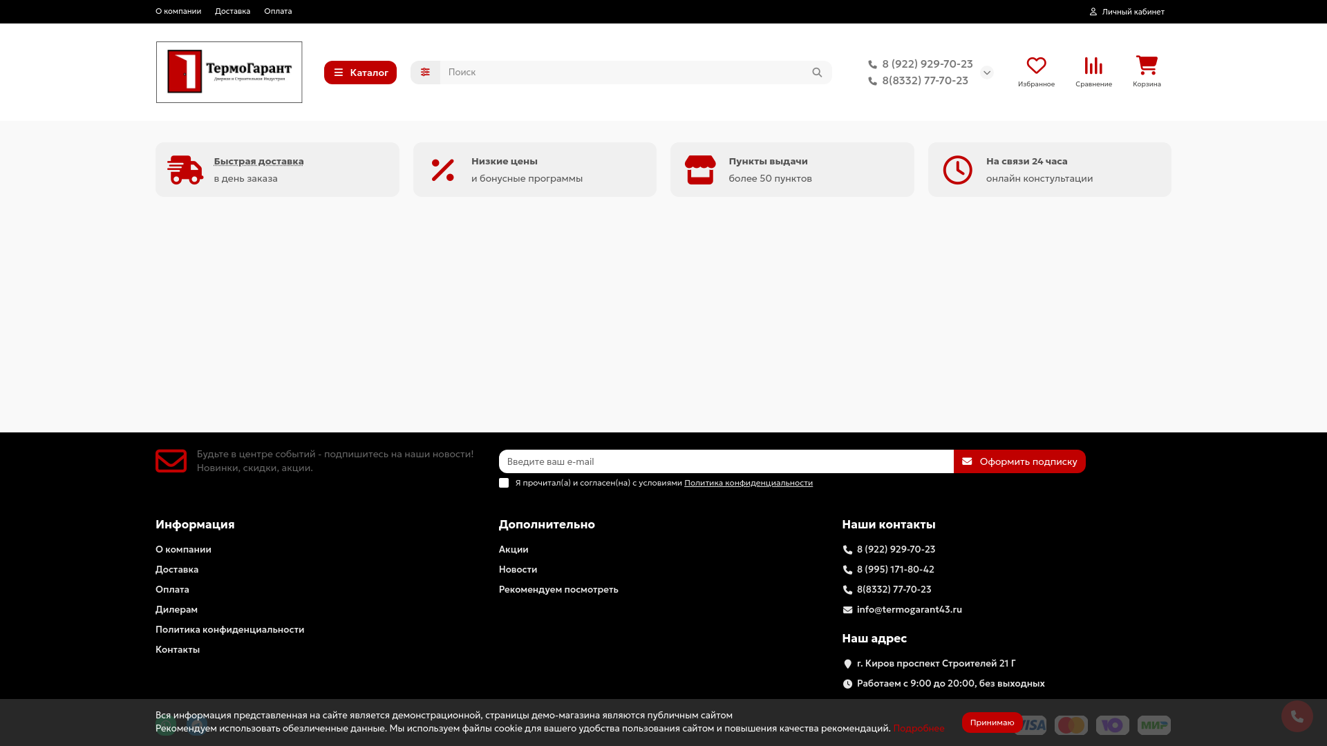 website screenshot of https://termogarant43.ru/